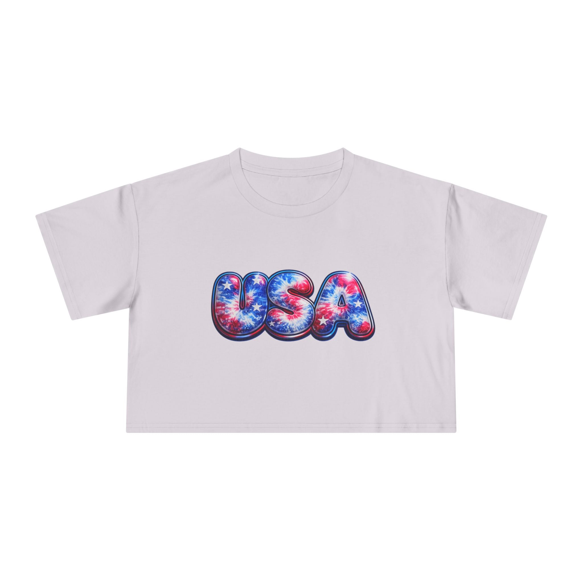 USA Tie-Dye Puff Letter Crop Tee