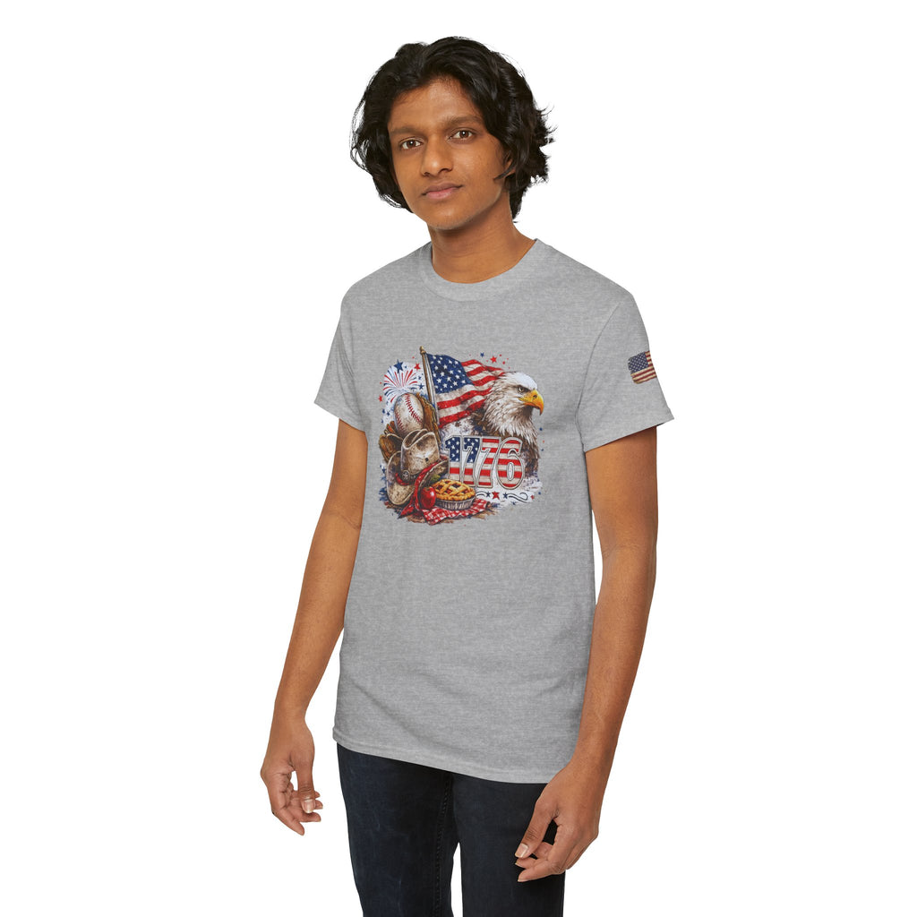 Patriotic Eagle American Flag T-Shirt — USA 1776 Military Tribute Tee