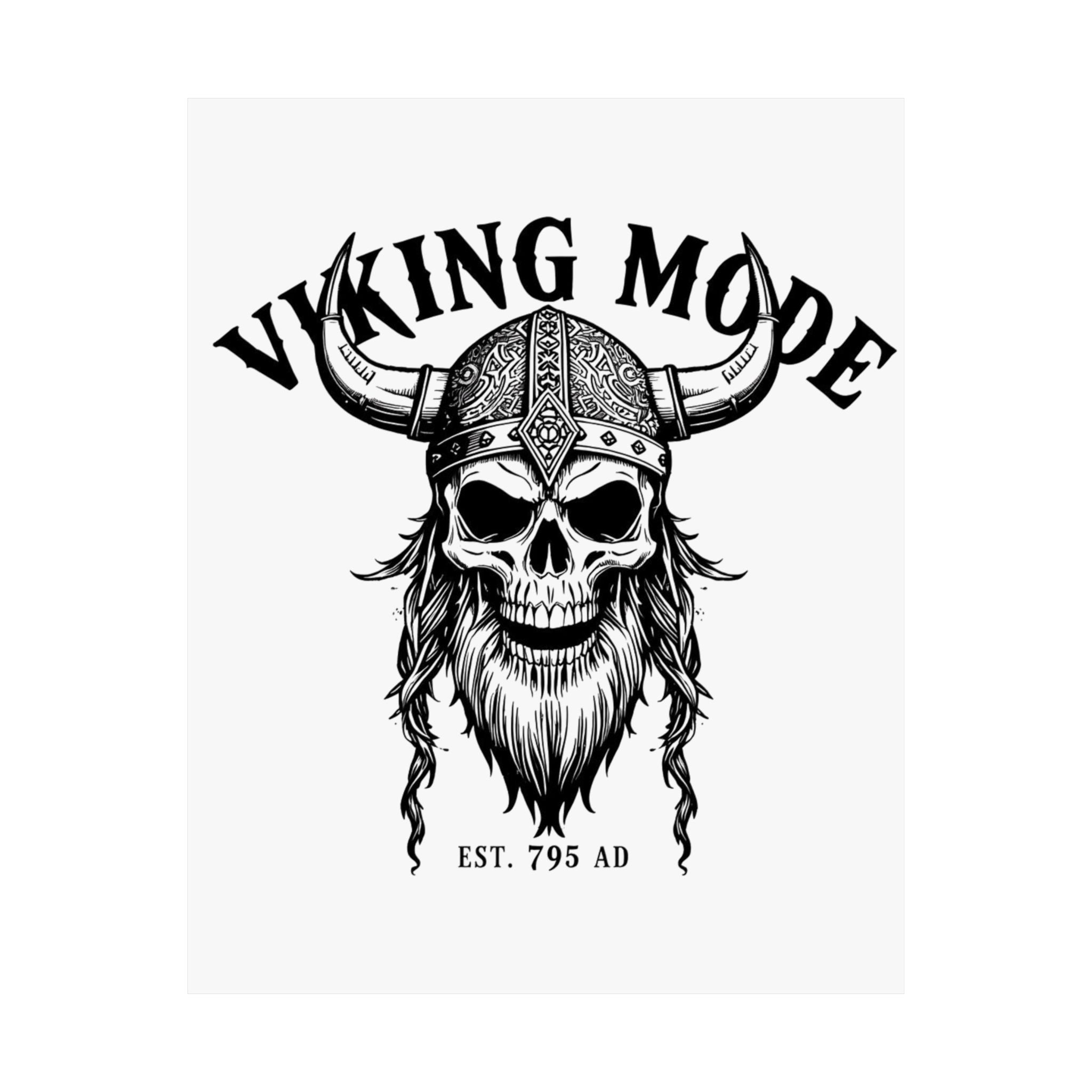 Viking Mode Skull Poster | Matte Vertical Poster