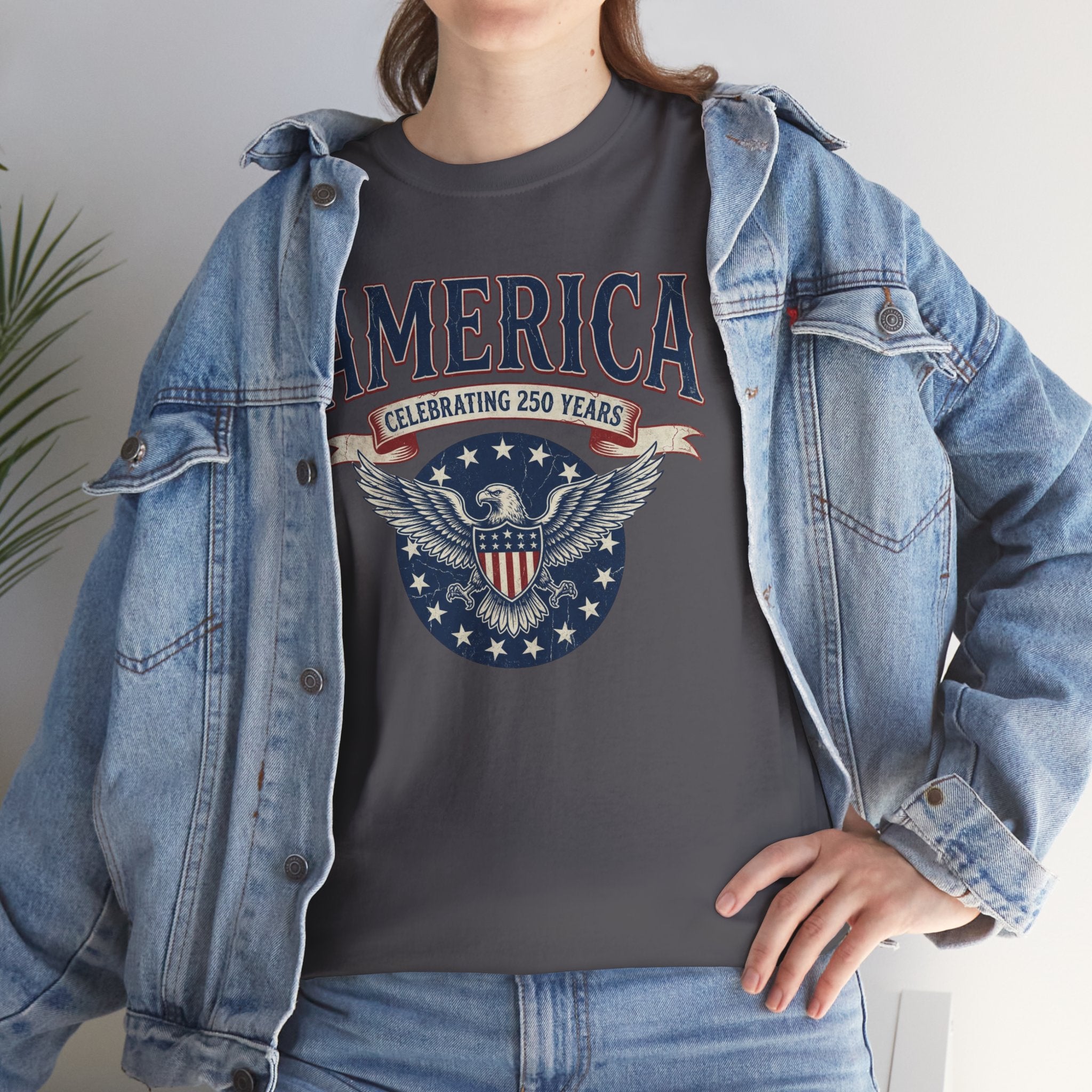 America Patriotic T‑Shirt – "America Celebrating 250 Years" Eagle Emblem