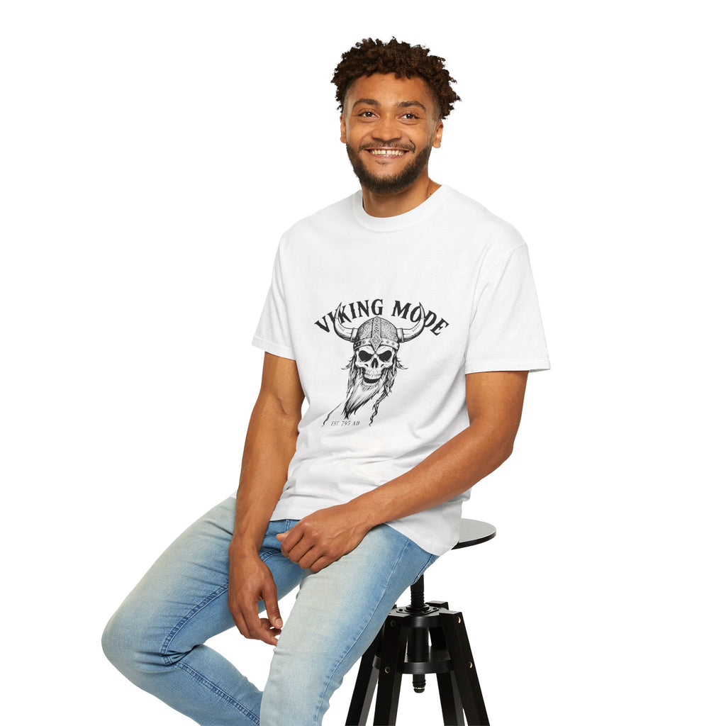 Viking Mode Skull Viking T-shirt | Norse Helmet Skull Graphic Tee