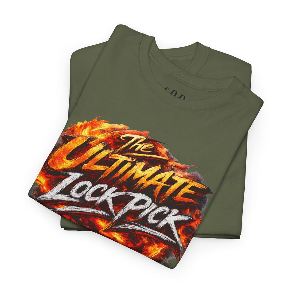 T-Shirt — "Ultimate Lock Pick" Fiery Logo Graphic Tee