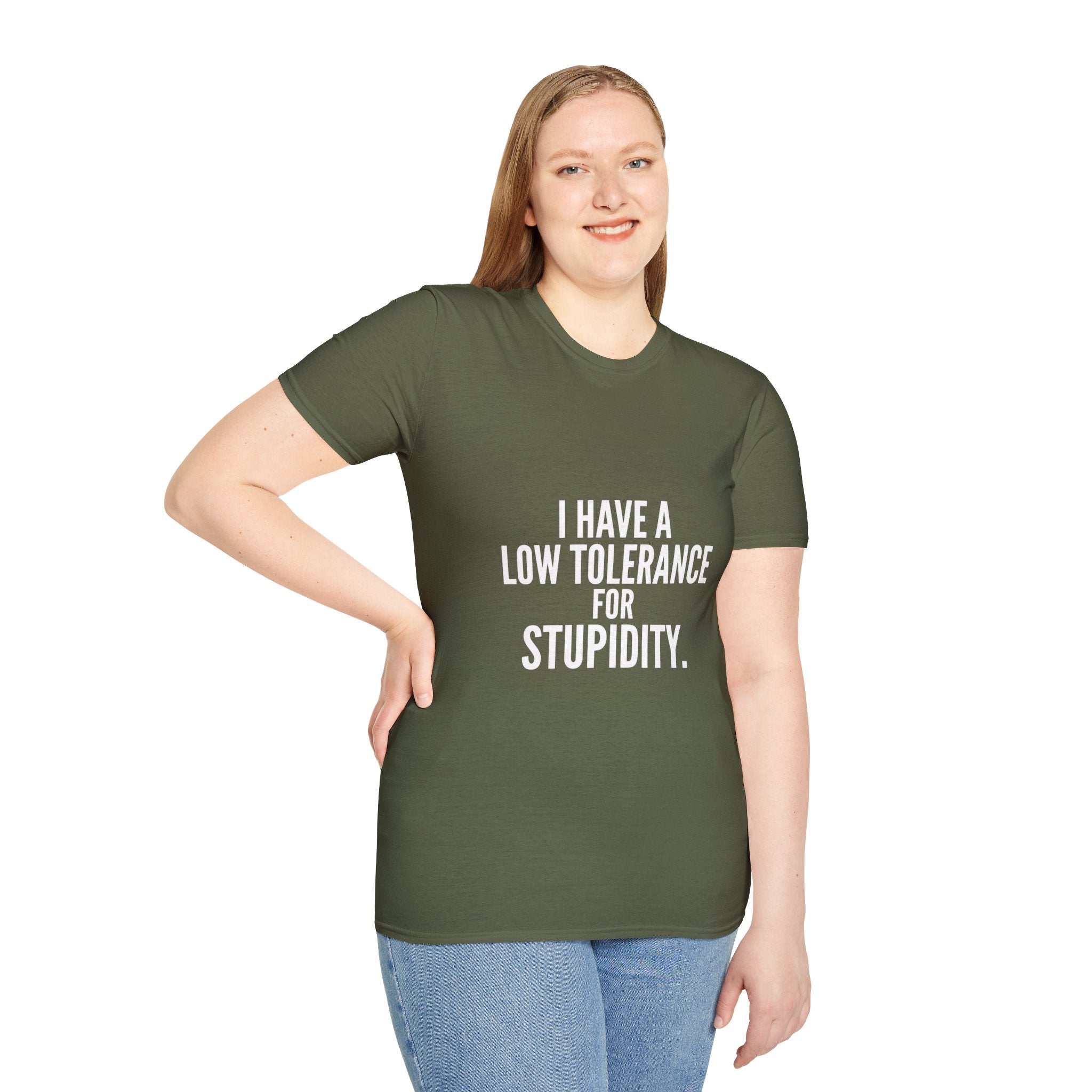 Graphic T-Shirt — "I Have a Low Tolerance for Stupidity" Bold Statement Tee