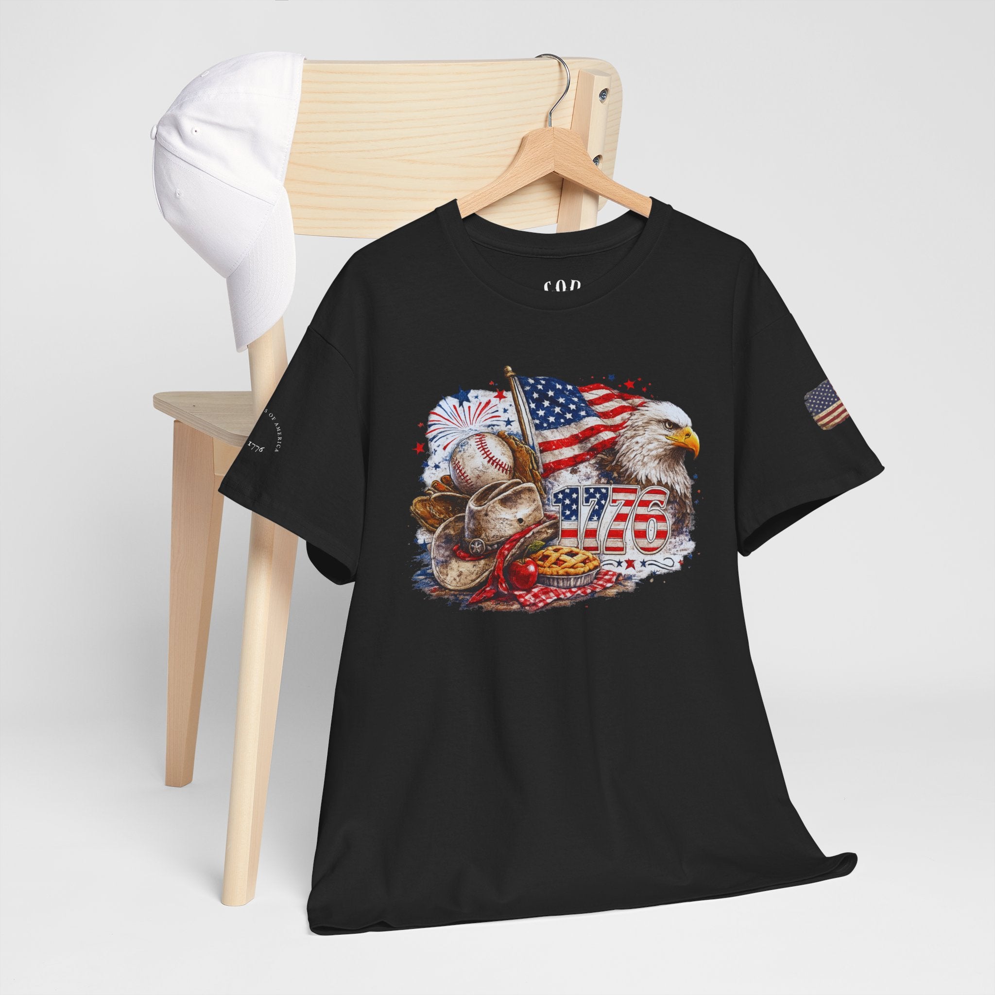 Patriotic Eagle American Flag T-Shirt — USA 1776 Military Tribute Tee