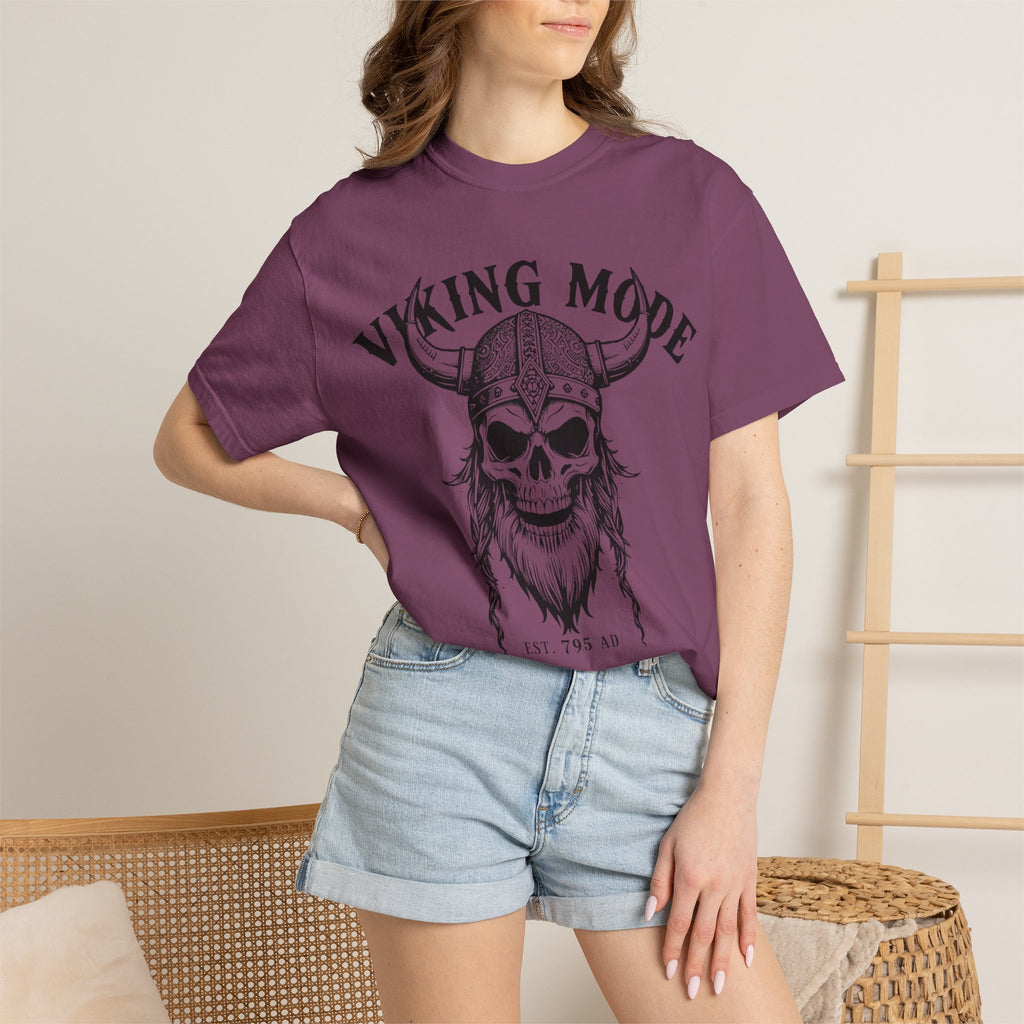 Viking Mode T-Shirt — Skull Viking Helmet Graphic Tee
