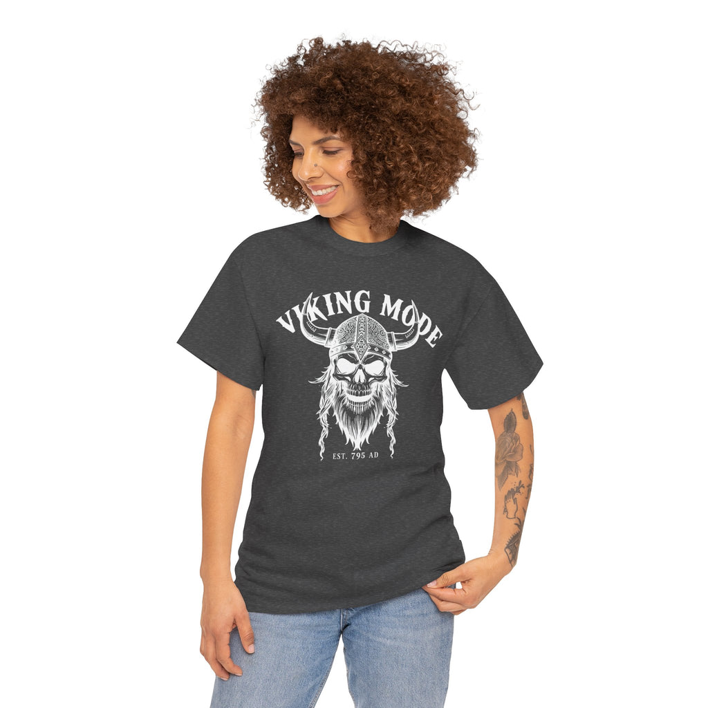 Viking Mode Skull Viking T-shirt | Norse Helmet Skull Graphic Tee