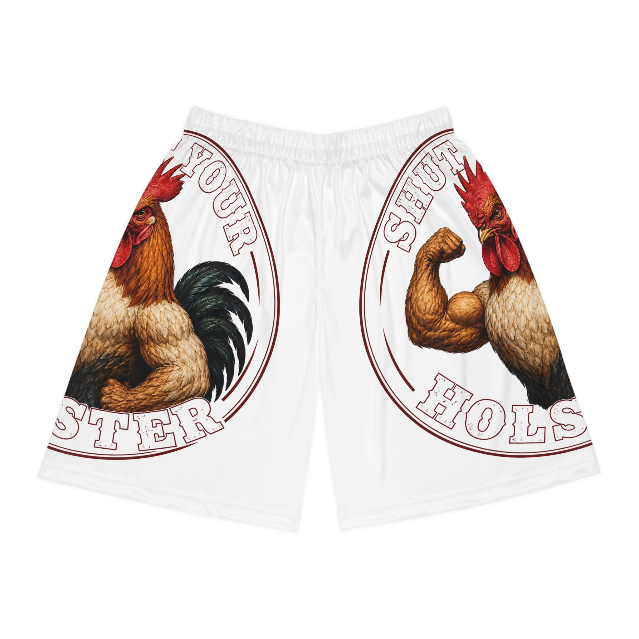 Rooster Hustle Basketball Shorts – Muscle Rooster Graphic AOP Athletic Shorts