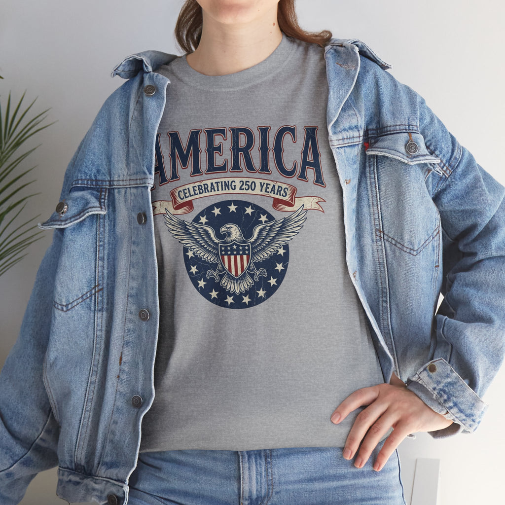 America Patriotic T‑Shirt – "America Celebrating 250 Years" Eagle Emblem