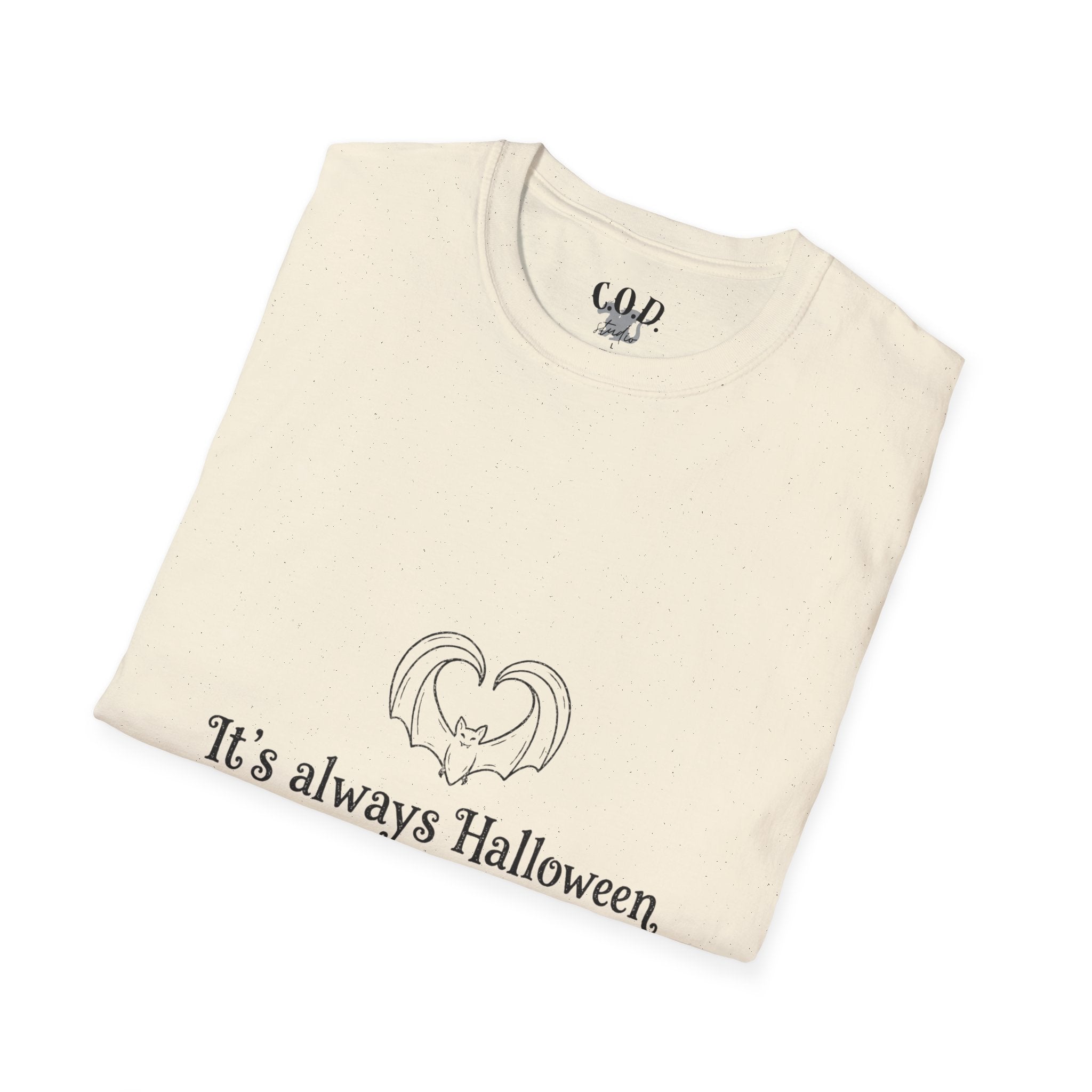 Halloween Bat Heart T-Shirt — "It's Always Halloween If You're Spooky at Heart"