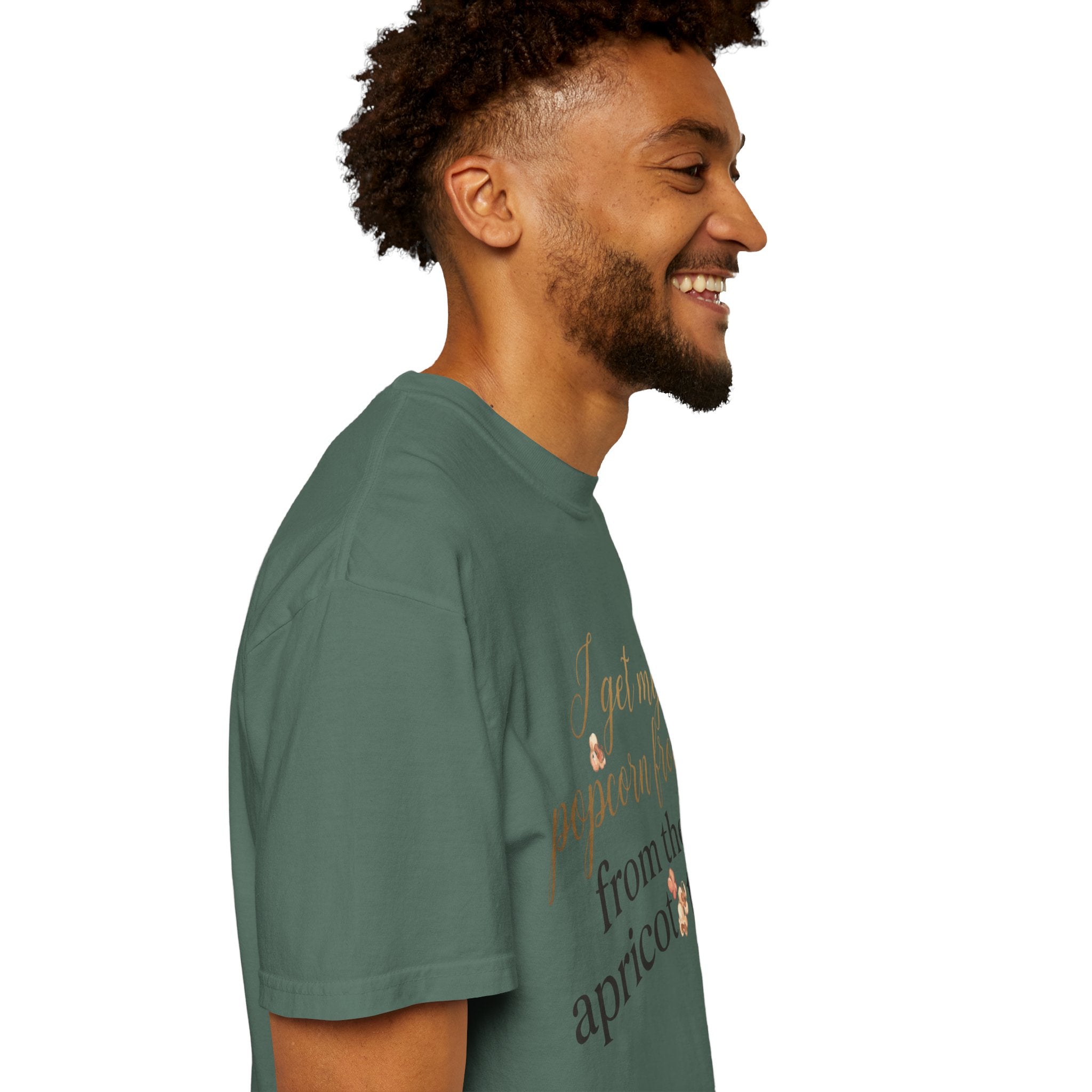 T-Shirt — “I Get My Popcorn From The Apricot Tree” Script Graphic Tee | Hymns | LDS |