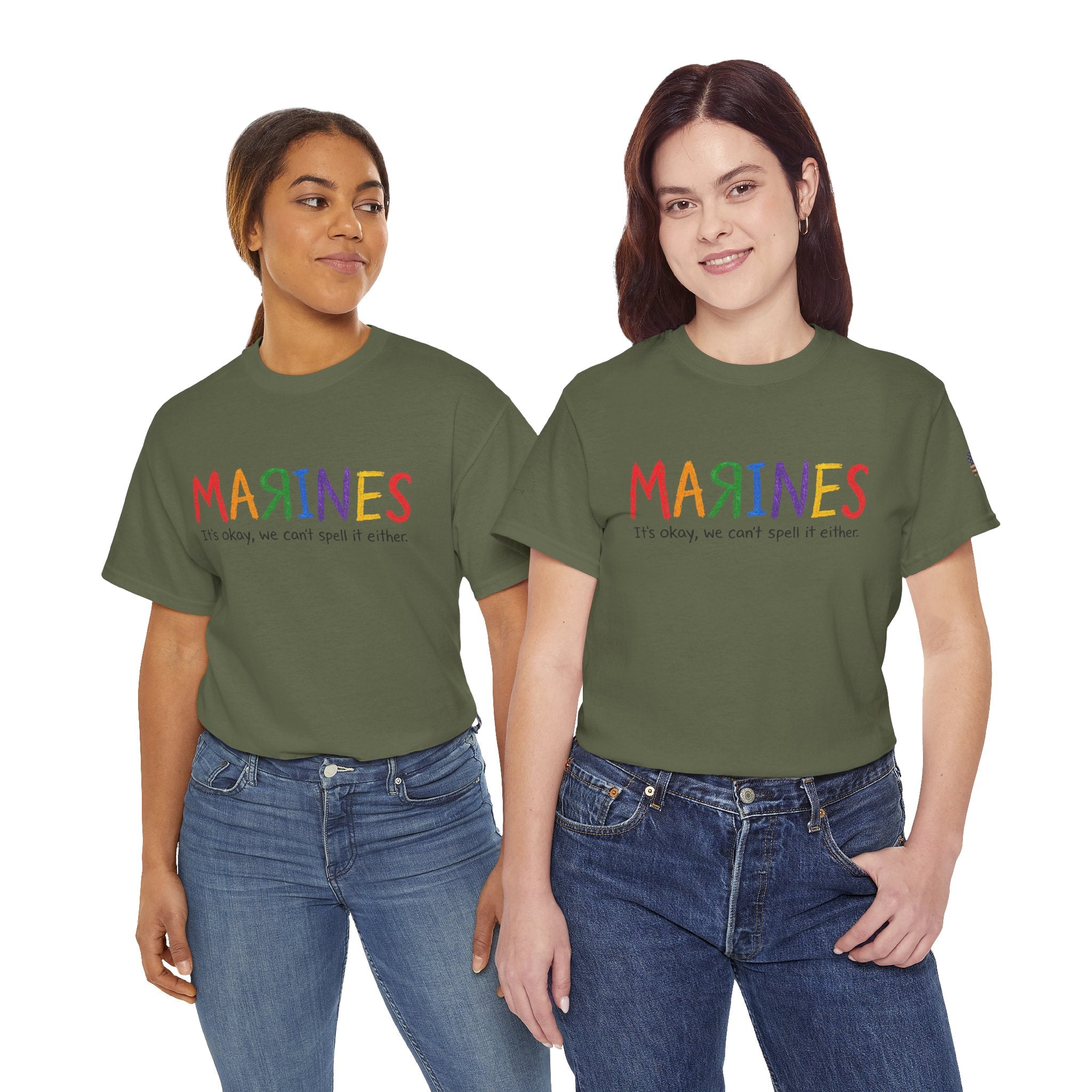 Marines Crayon Tee — “It’s okay, we can’t spell it either” Military Humor T-Shirt