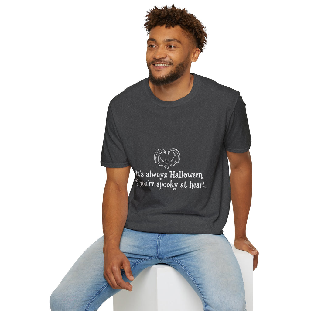Halloween Bat Heart T-Shirt — "It's Always Halloween If You're Spooky at Heart"