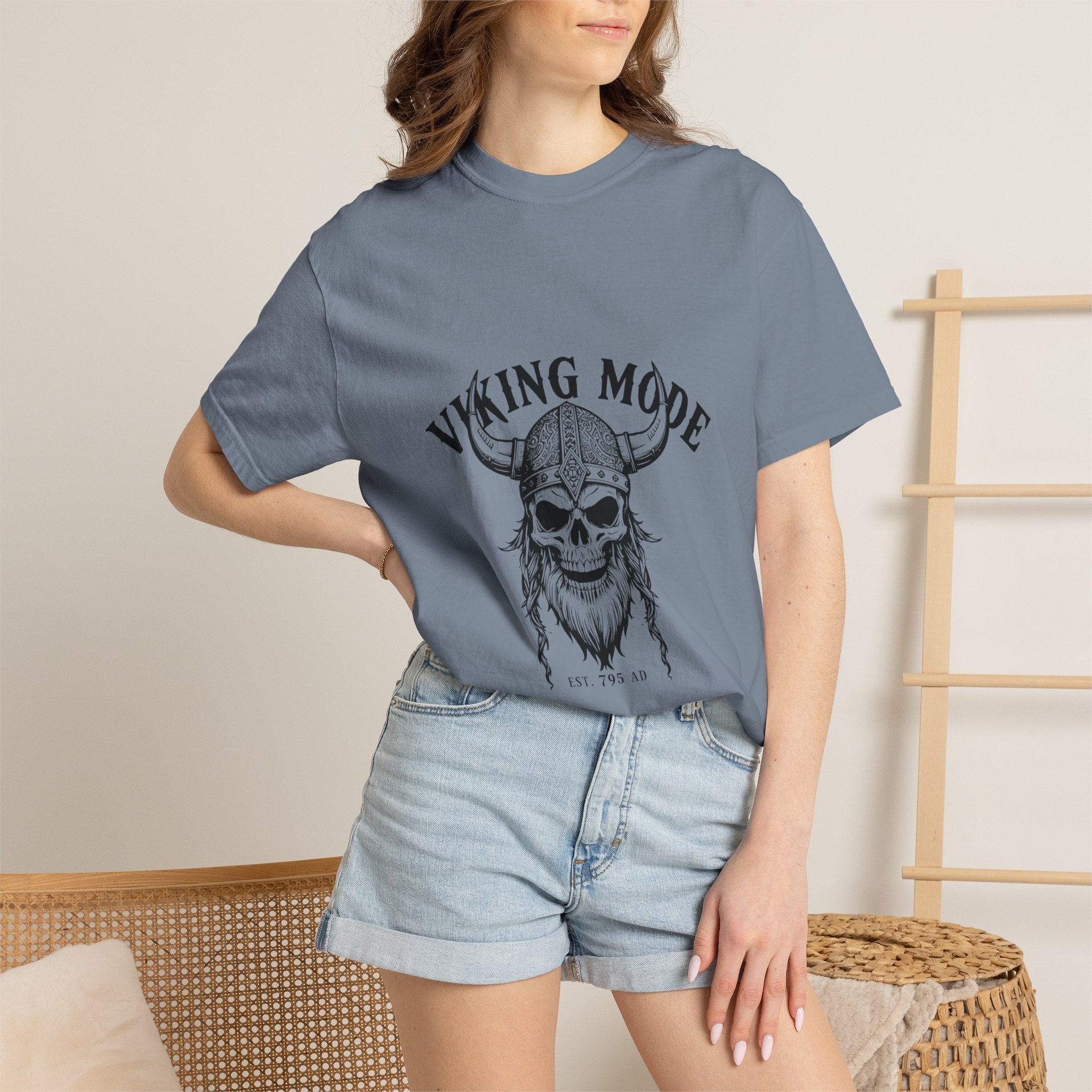 Viking Mode Skull Viking T-shirt | Norse Helmet Skull Graphic Tee