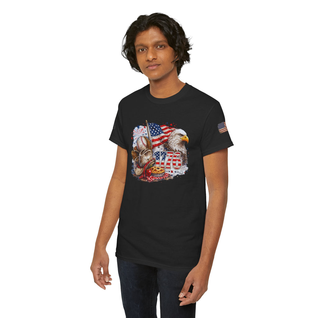 Patriotic Eagle American Flag T-Shirt — USA 1776 Military Tribute Tee