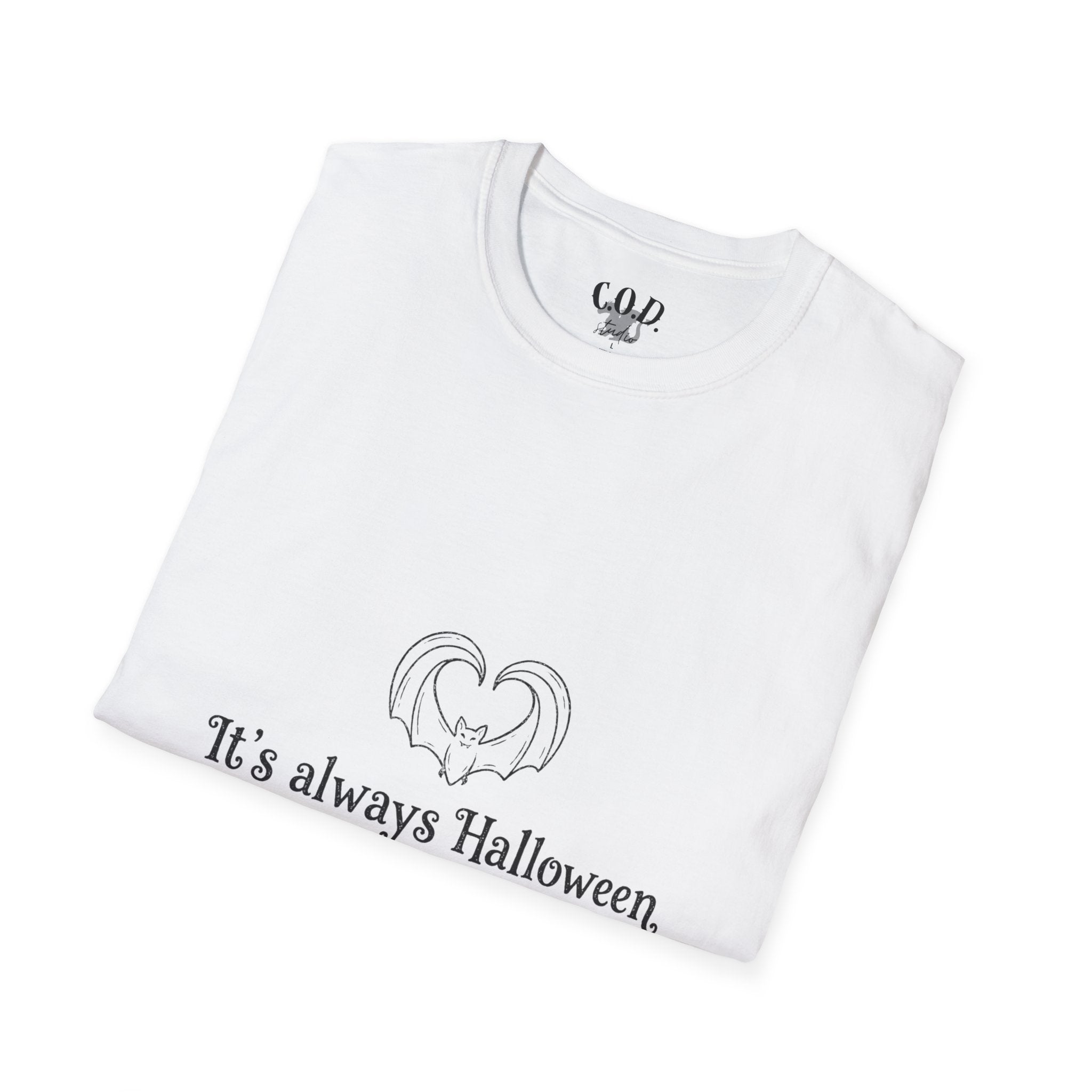 Halloween Bat Heart T-Shirt — "It's Always Halloween If You're Spooky at Heart"