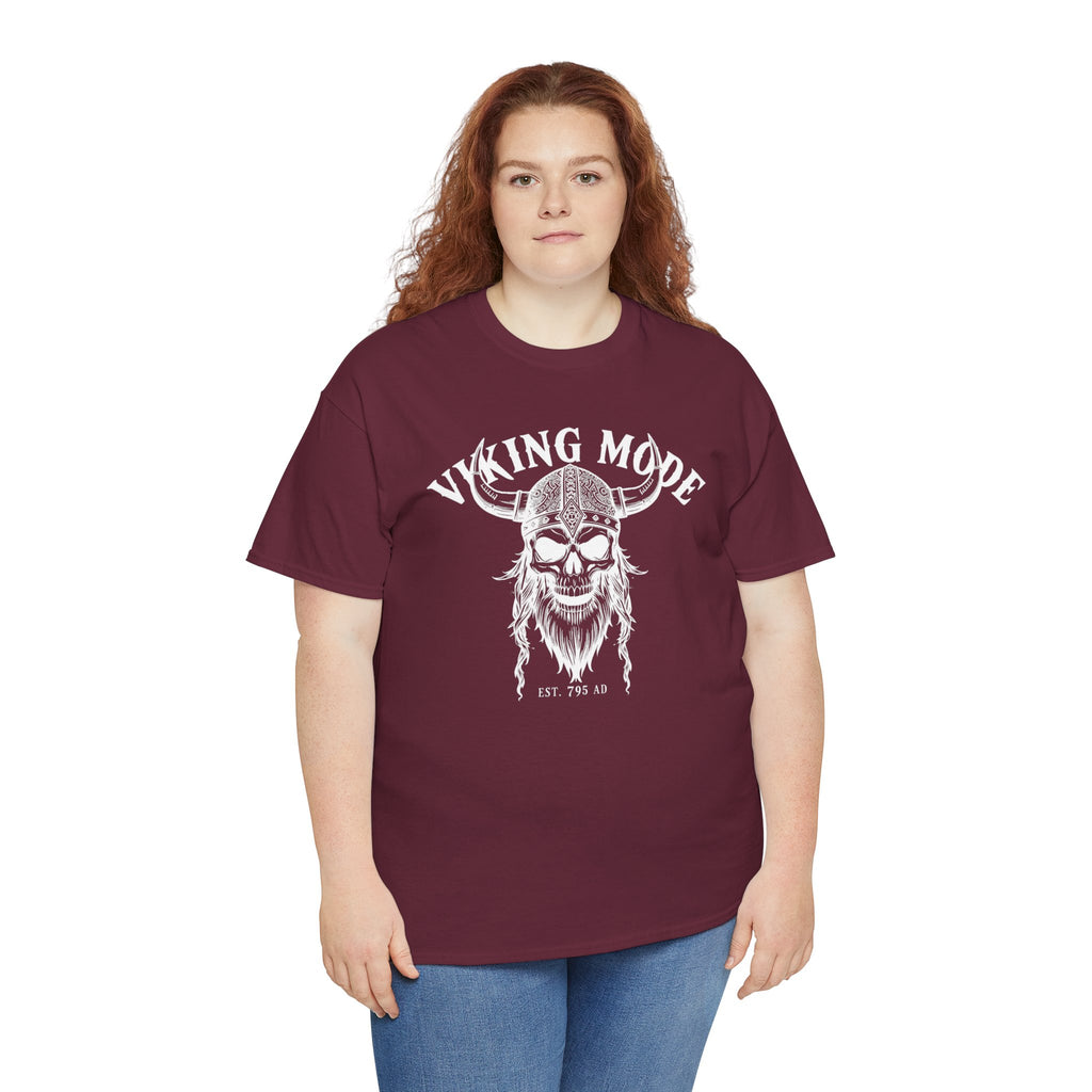 Viking Mode Skull Viking T-shirt | Norse Helmet Skull Graphic Tee