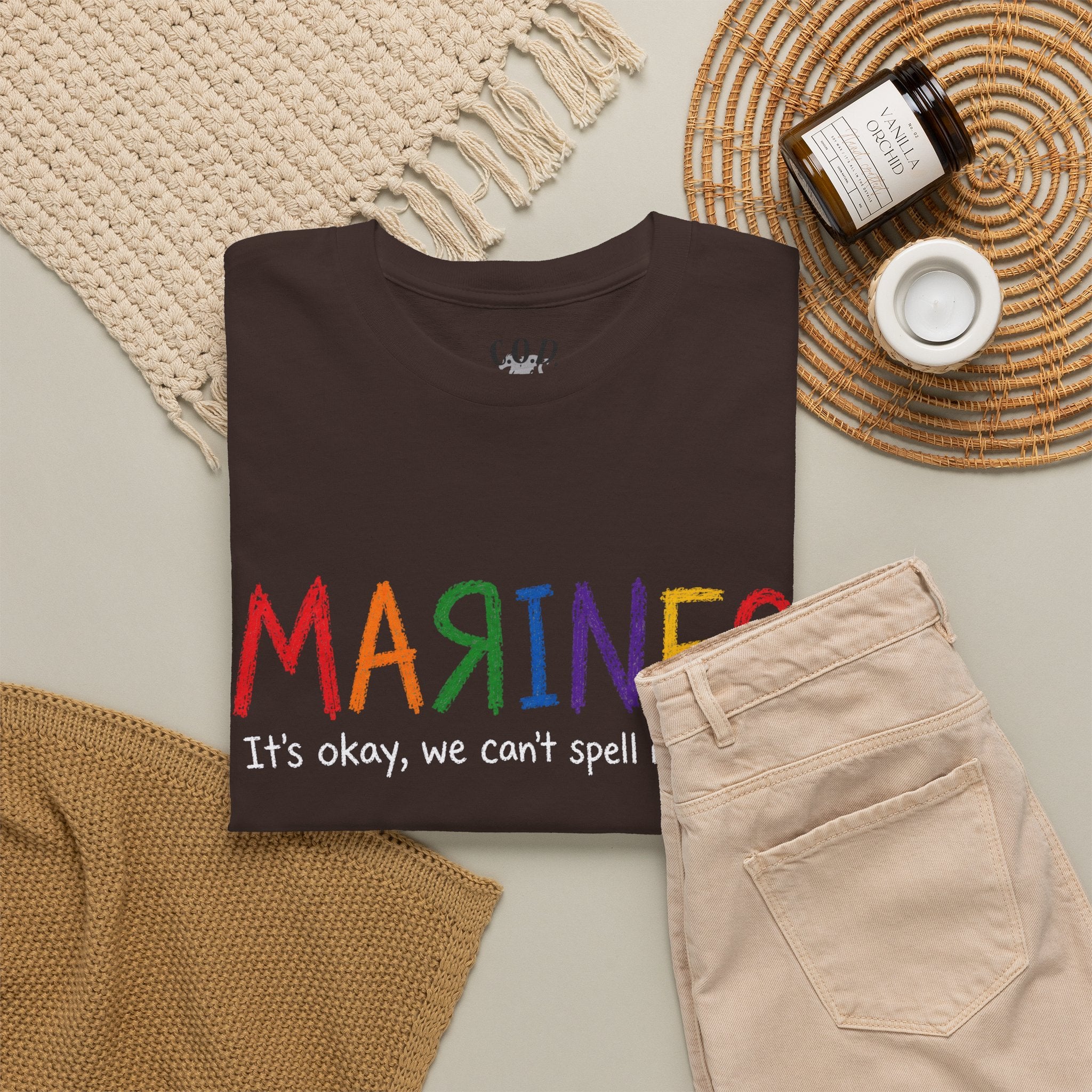 Marines Crayon Tee — “It’s okay, we can’t spell it either” Military Humor T-Shirt