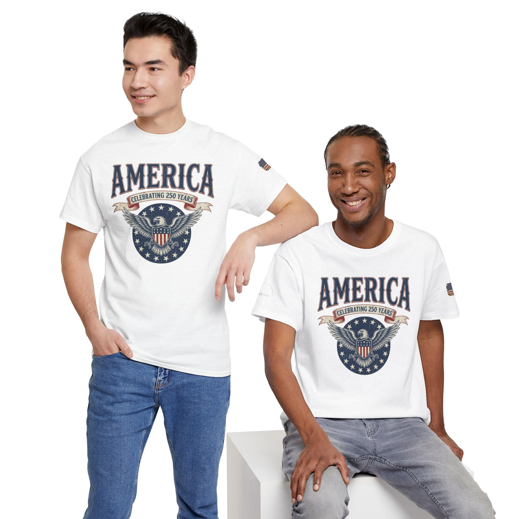 America Patriotic T‑Shirt – "America Celebrating 250 Years" Eagle Emblem