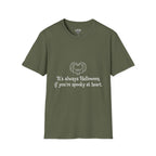Halloween Bat Heart T-Shirt — "It's Always Halloween If You're Spooky at Heart"