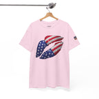 American Flag Kiss T‑Shirt – Patriotic USA Lip Print Tee for 4th of July