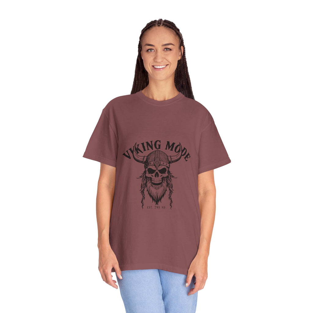 Viking Mode Skull Viking T-shirt | Norse Helmet Skull Graphic Tee
