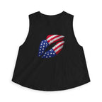 Patriotic Kiss Crop Top — American Flag Lips Tank for 4th of July
