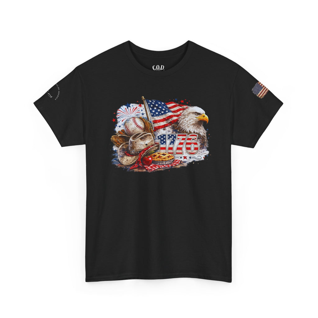 Patriotic Eagle American Flag T-Shirt — USA 1776 Military Tribute Tee