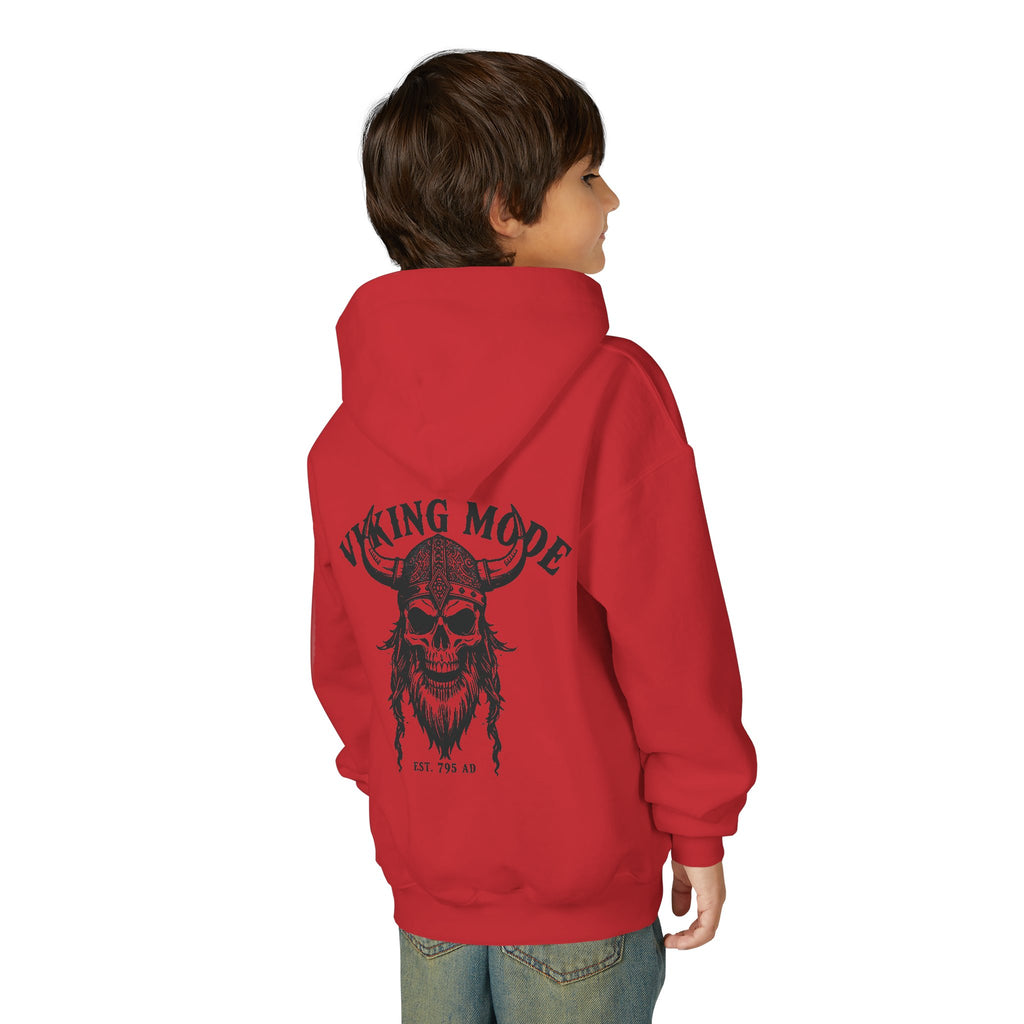 Viking Mode Skull with Horned Helmet Hoodie | Youth Hoodie