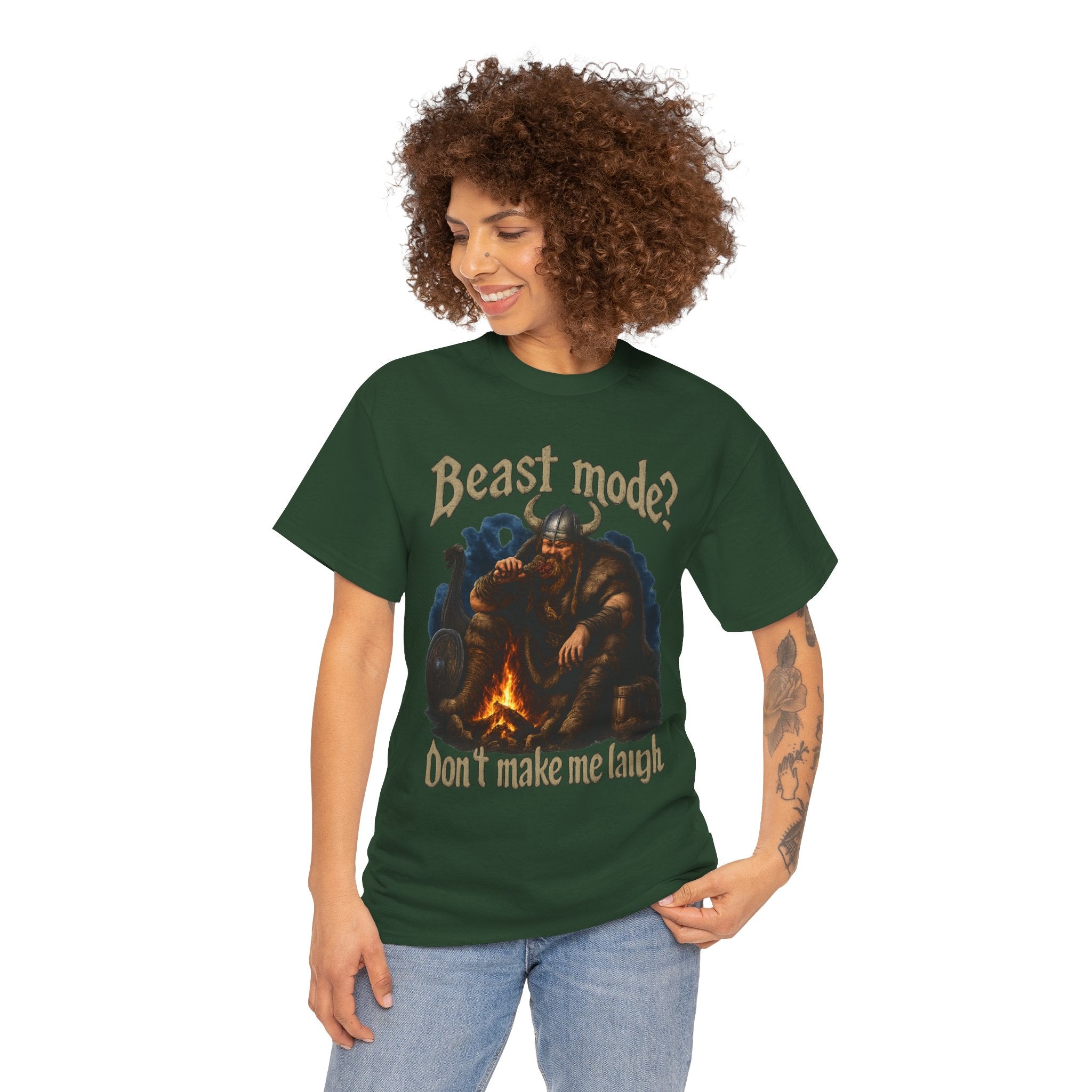 Viking Campfire T-Shirt — "Beast mode? Don’t make me laugh" Graphic Tee