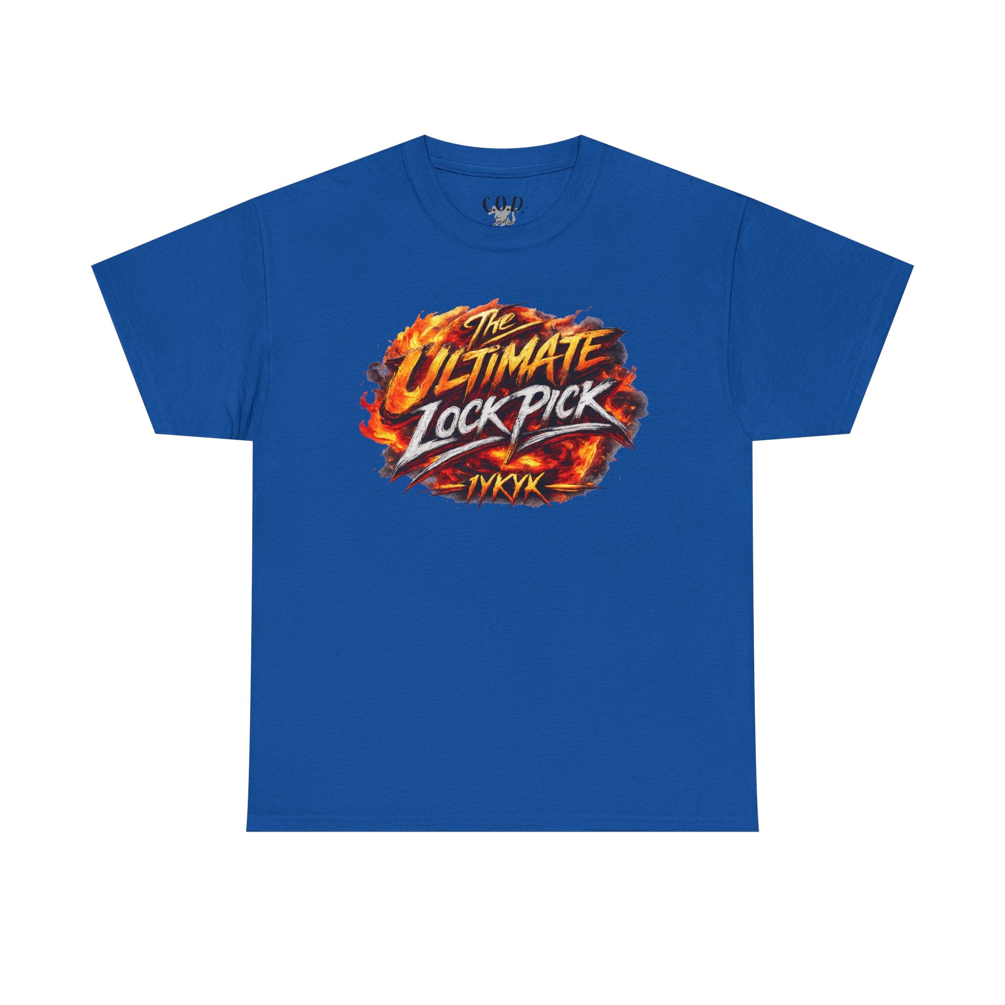 T-Shirt — "Ultimate Lock Pick" Fiery Logo Graphic Tee