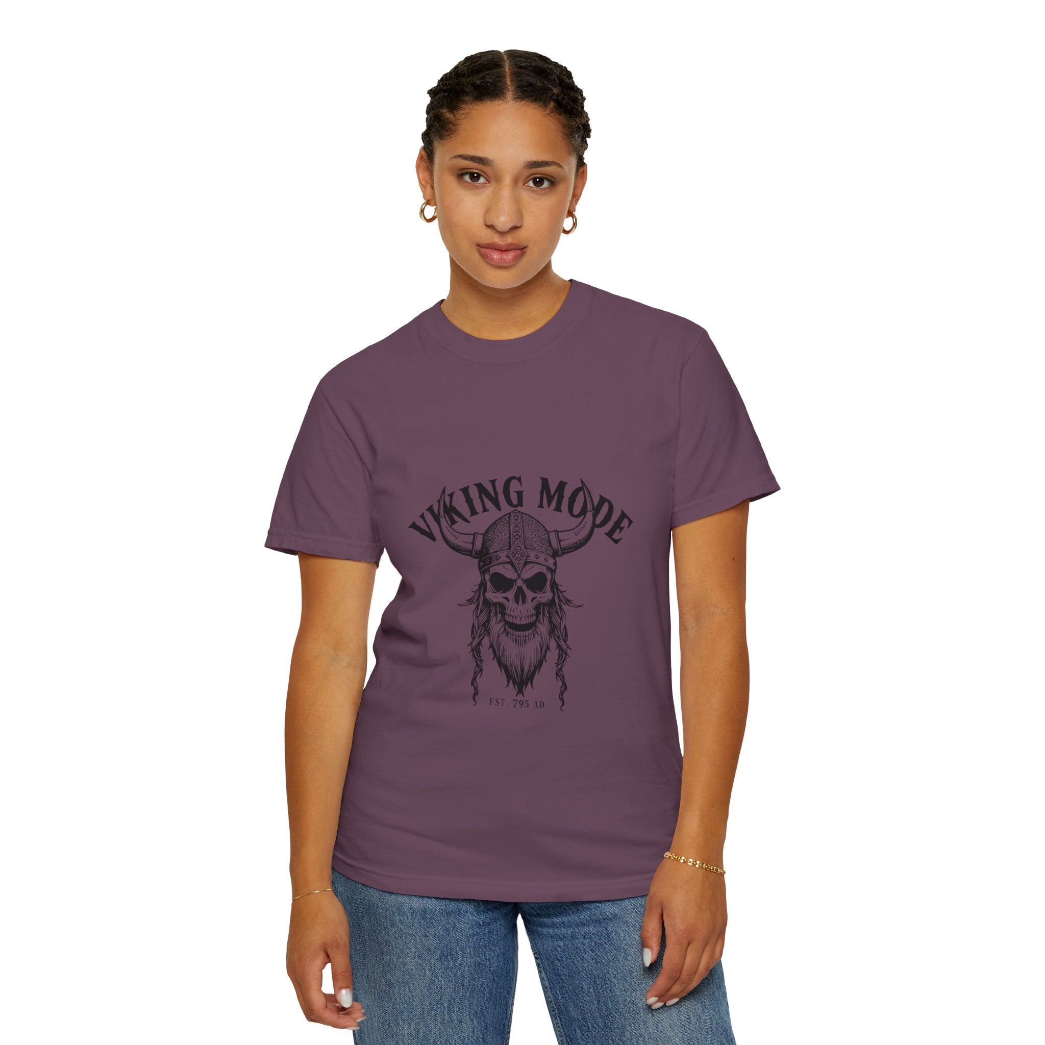 Viking Mode Skull Viking T-shirt | Norse Helmet Skull Graphic Tee