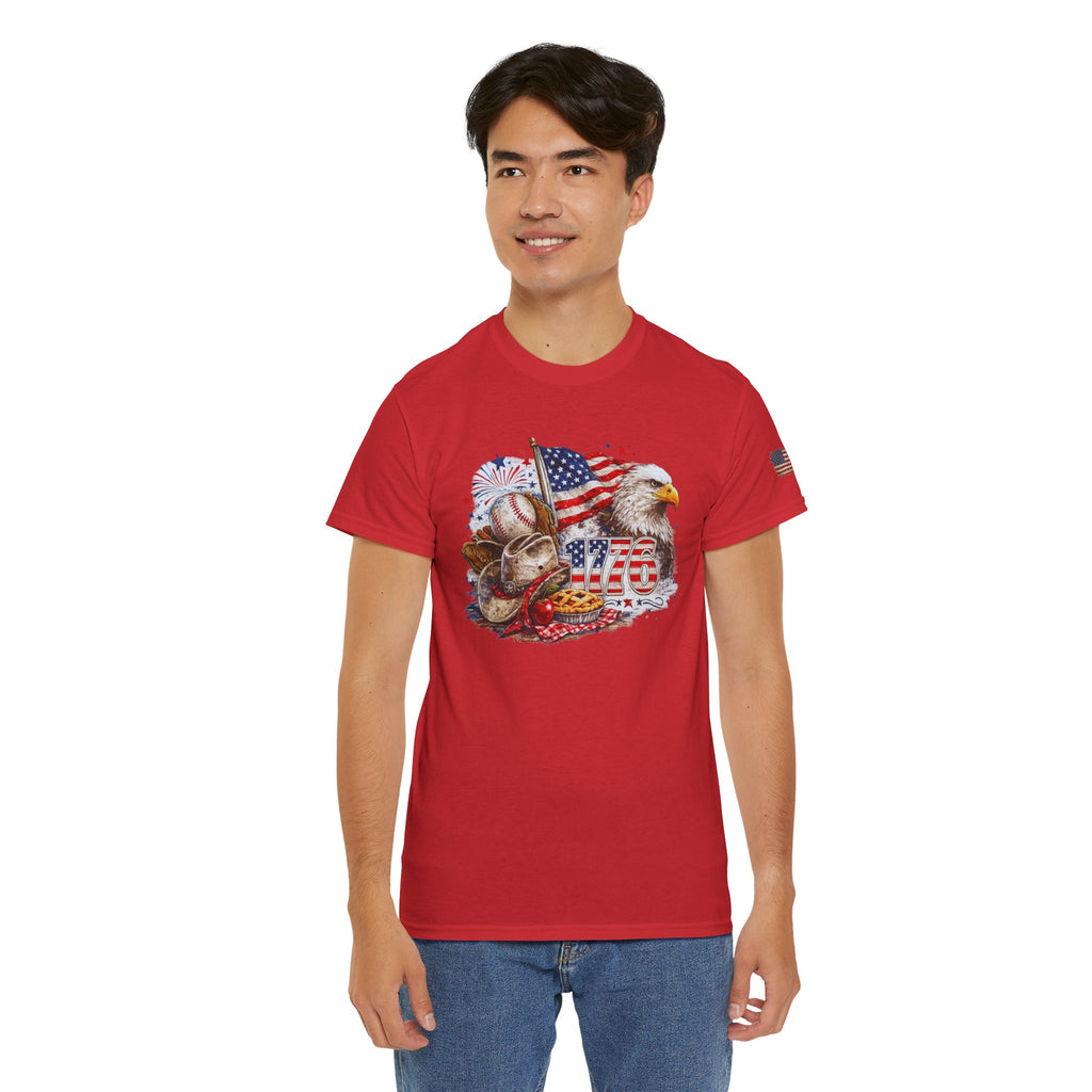 Patriotic Eagle American Flag T-Shirt — USA 1776 Military Tribute Tee