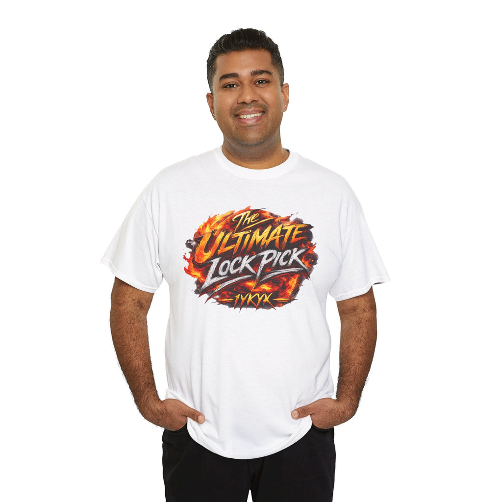 T-Shirt — "Ultimate Lock Pick" Fiery Logo Graphic Tee