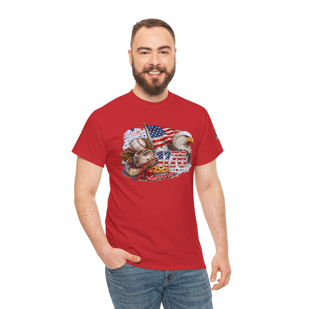 Patriotic Eagle American Flag T-Shirt — USA 1776 Military Tribute Tee
