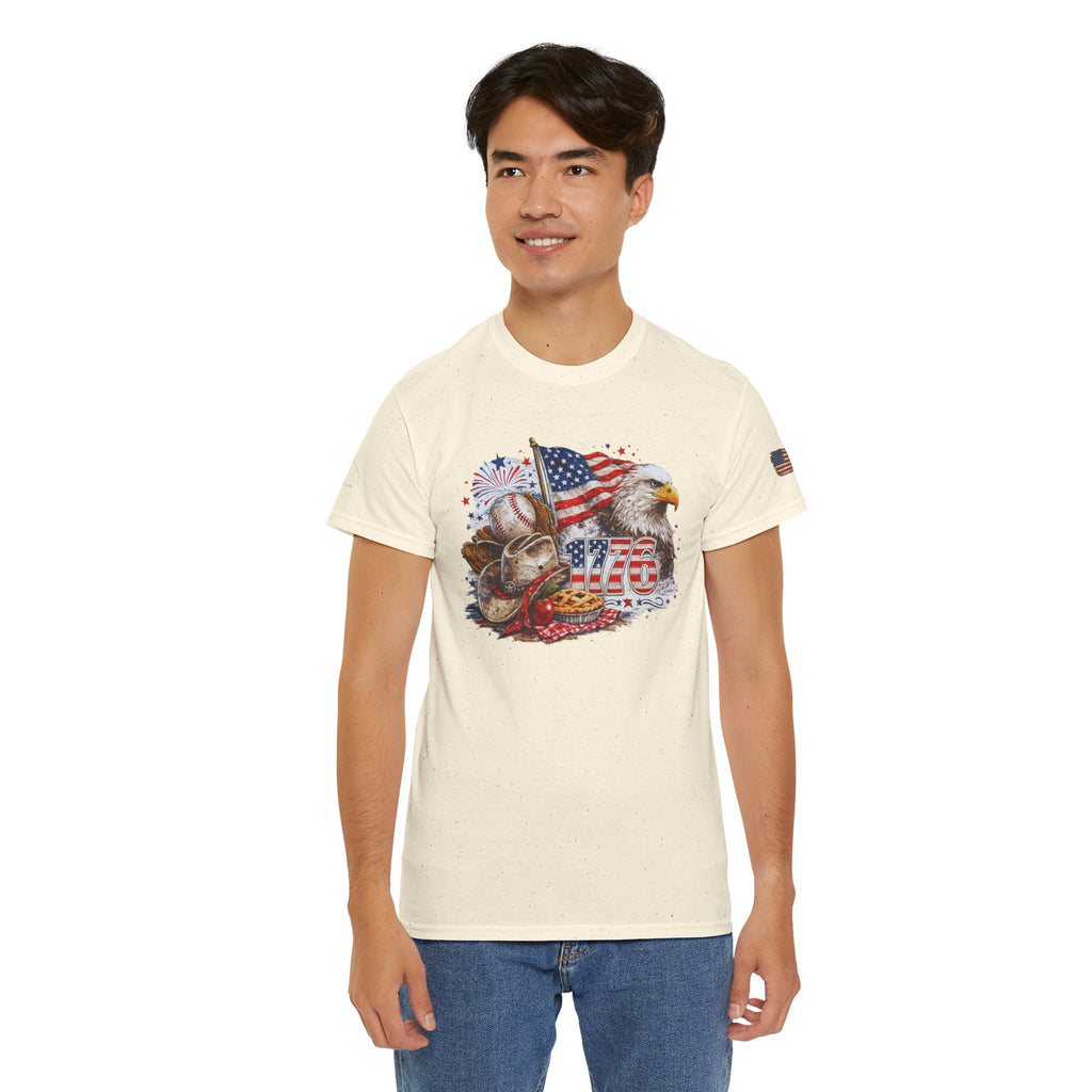 Patriotic Eagle American Flag T-Shirt — USA 1776 Military Tribute Tee