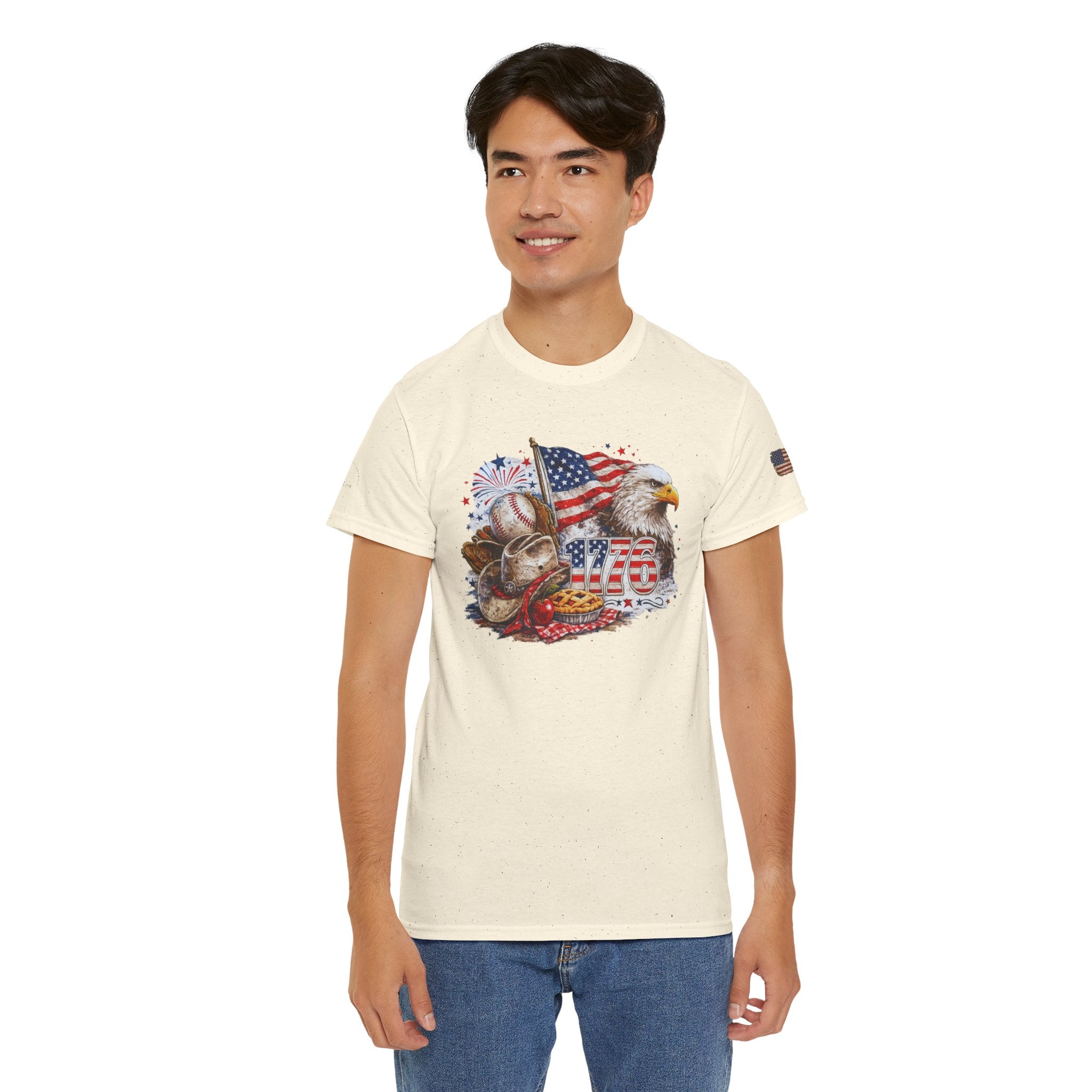 Patriotic Eagle American Flag T-Shirt — USA 1776 Military Tribute Tee