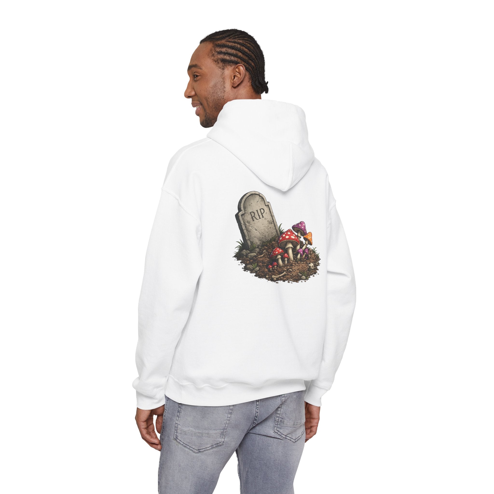 Mushroom Skull Hoodie — Gothic Mushroom Graveyard RIP Pullover