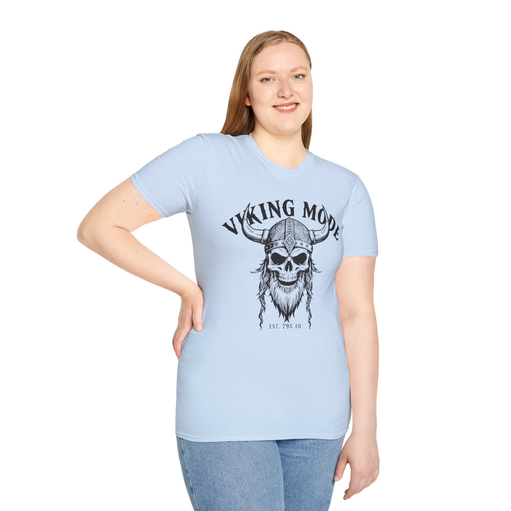 Viking Mode T-Shirt — Skull Horned Helmet Graphic