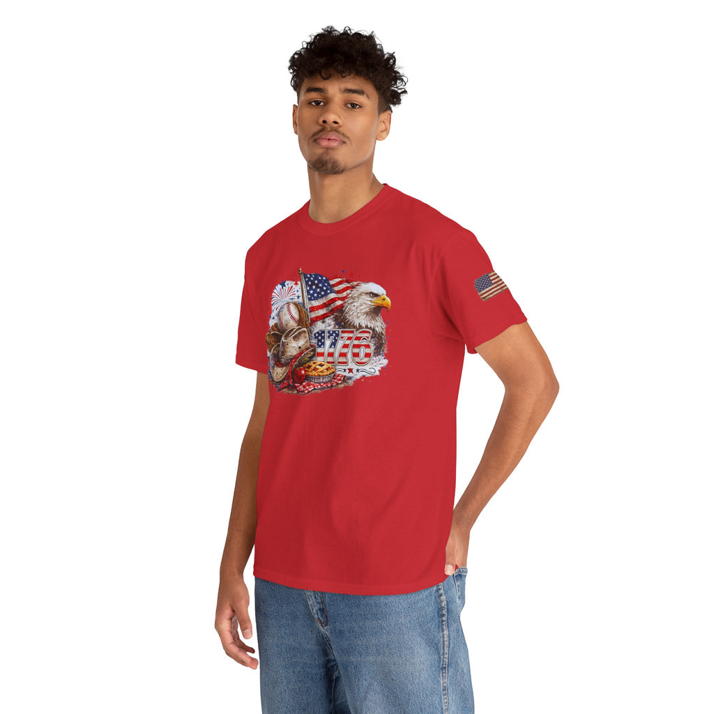 Patriotic Eagle American Flag T-Shirt — USA 1776 Military Tribute Tee