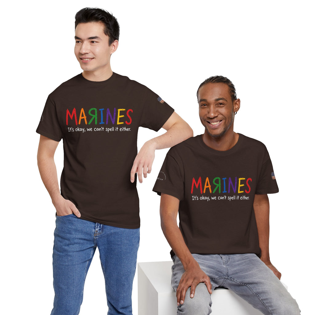 Marines Crayon Tee — “It’s okay, we can’t spell it either” Military Humor T-Shirt