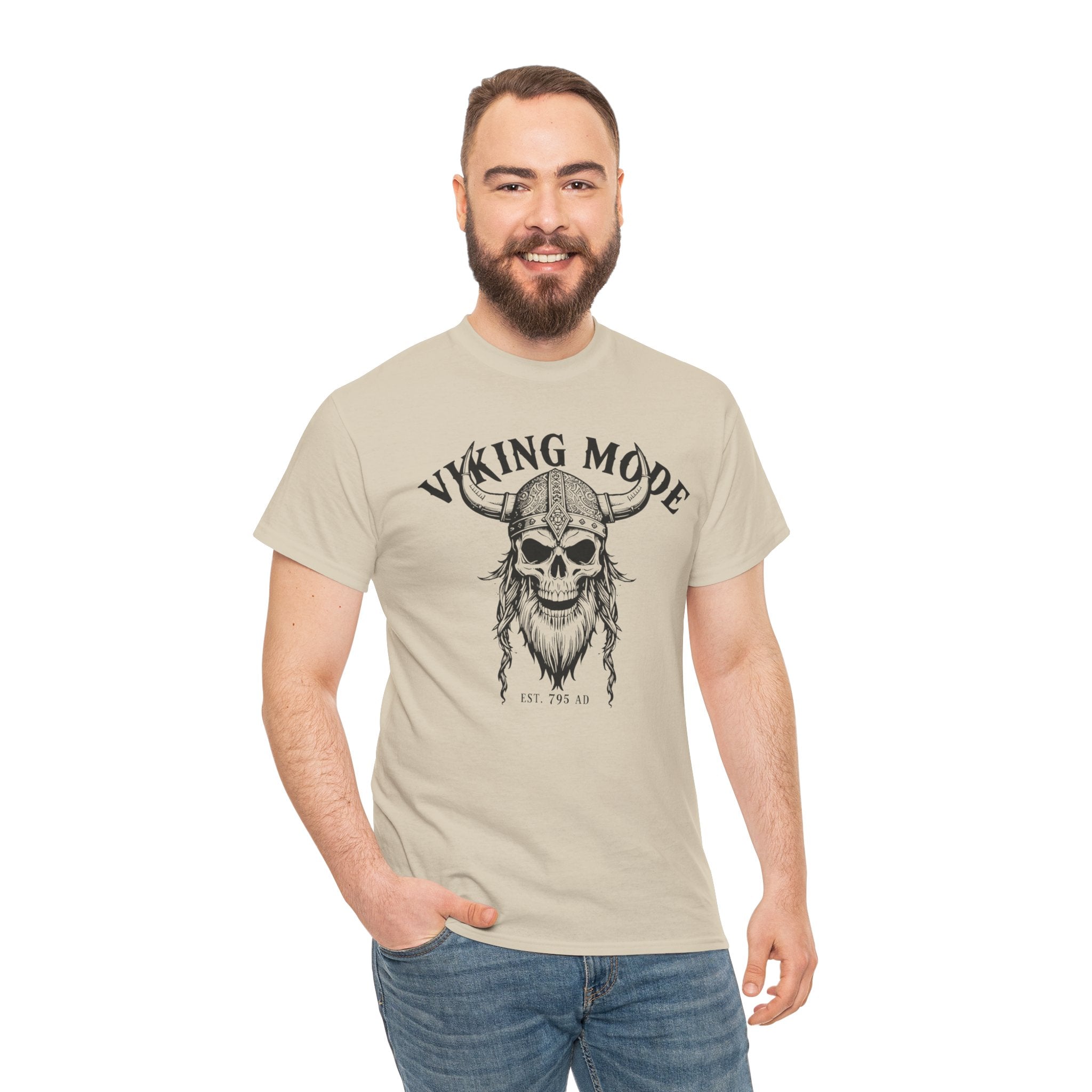 Viking Mode Skull Viking T-shirt | Norse Helmet Skull Graphic Tee