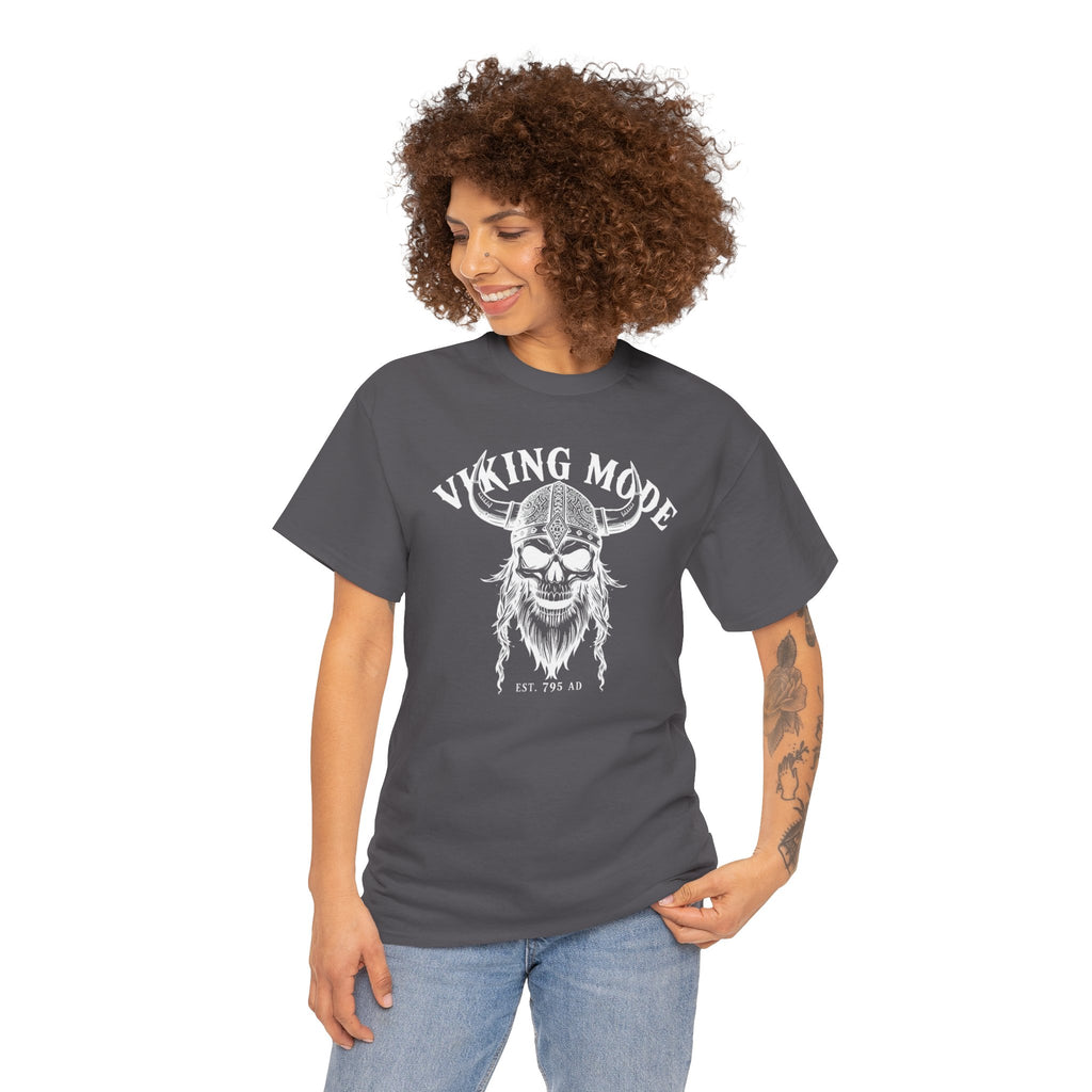 Viking Mode Skull Viking T-shirt | Norse Helmet Skull Graphic Tee