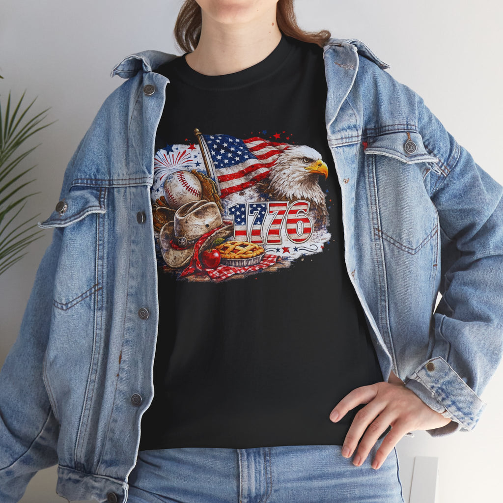 Patriotic Eagle American Flag T-Shirt — USA 1776 Military Tribute Tee