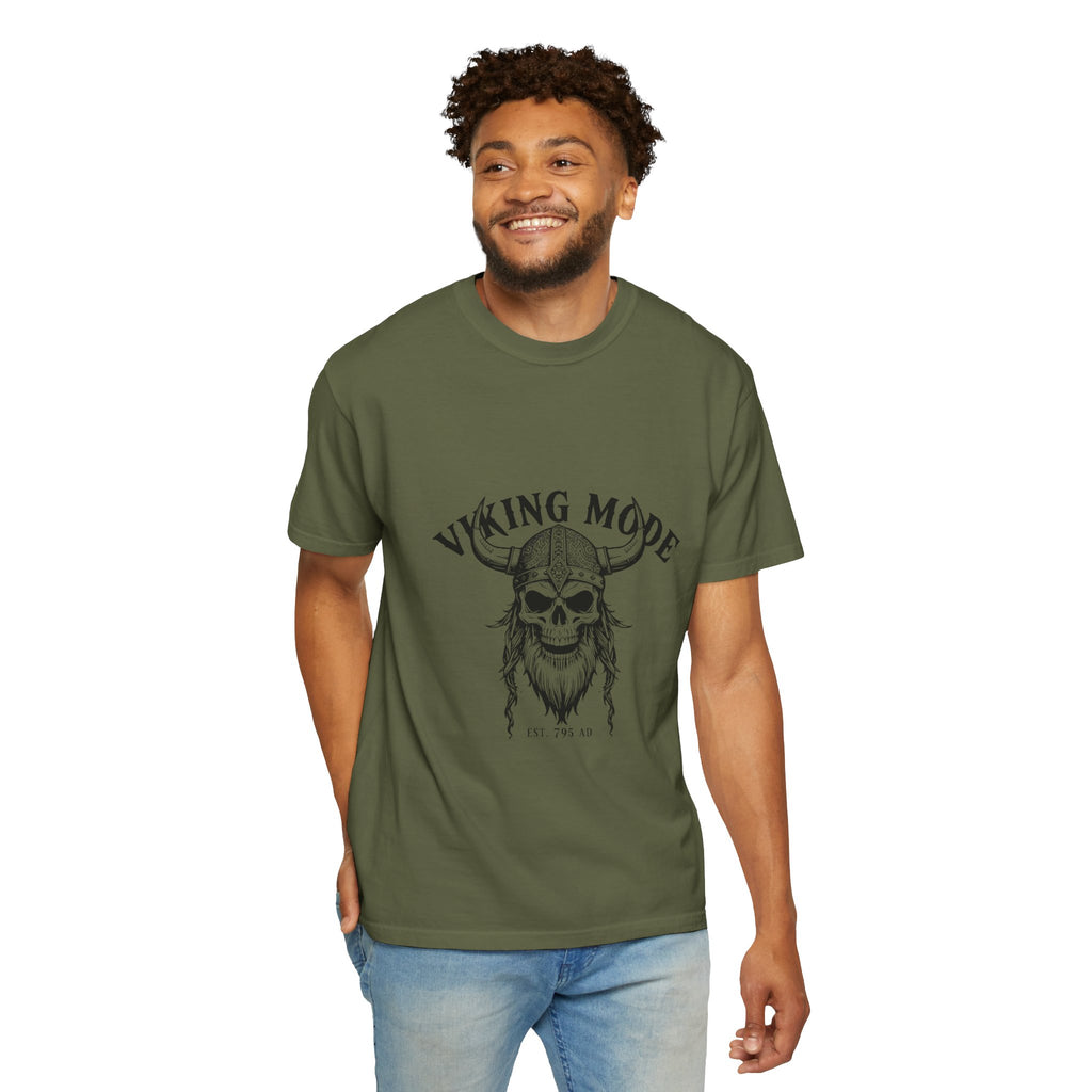 Viking Mode Skull Viking T-shirt | Norse Helmet Skull Graphic Tee