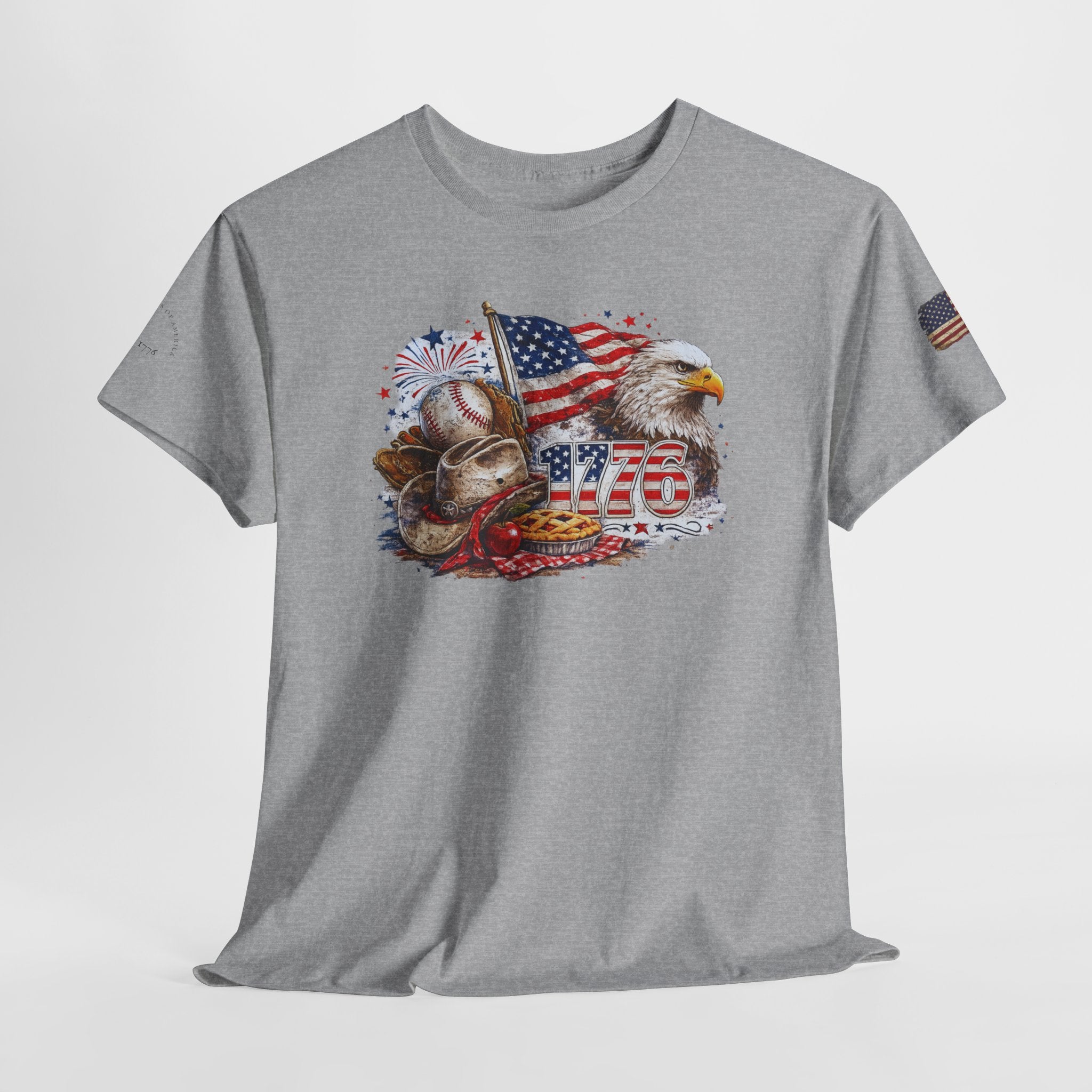 Patriotic Eagle American Flag T-Shirt — USA 1776 Military Tribute Tee
