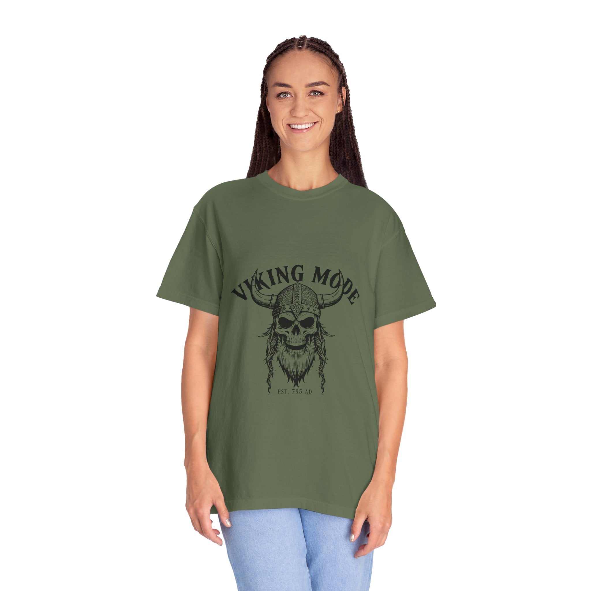 Viking Mode Skull Viking T-shirt | Norse Helmet Skull Graphic Tee