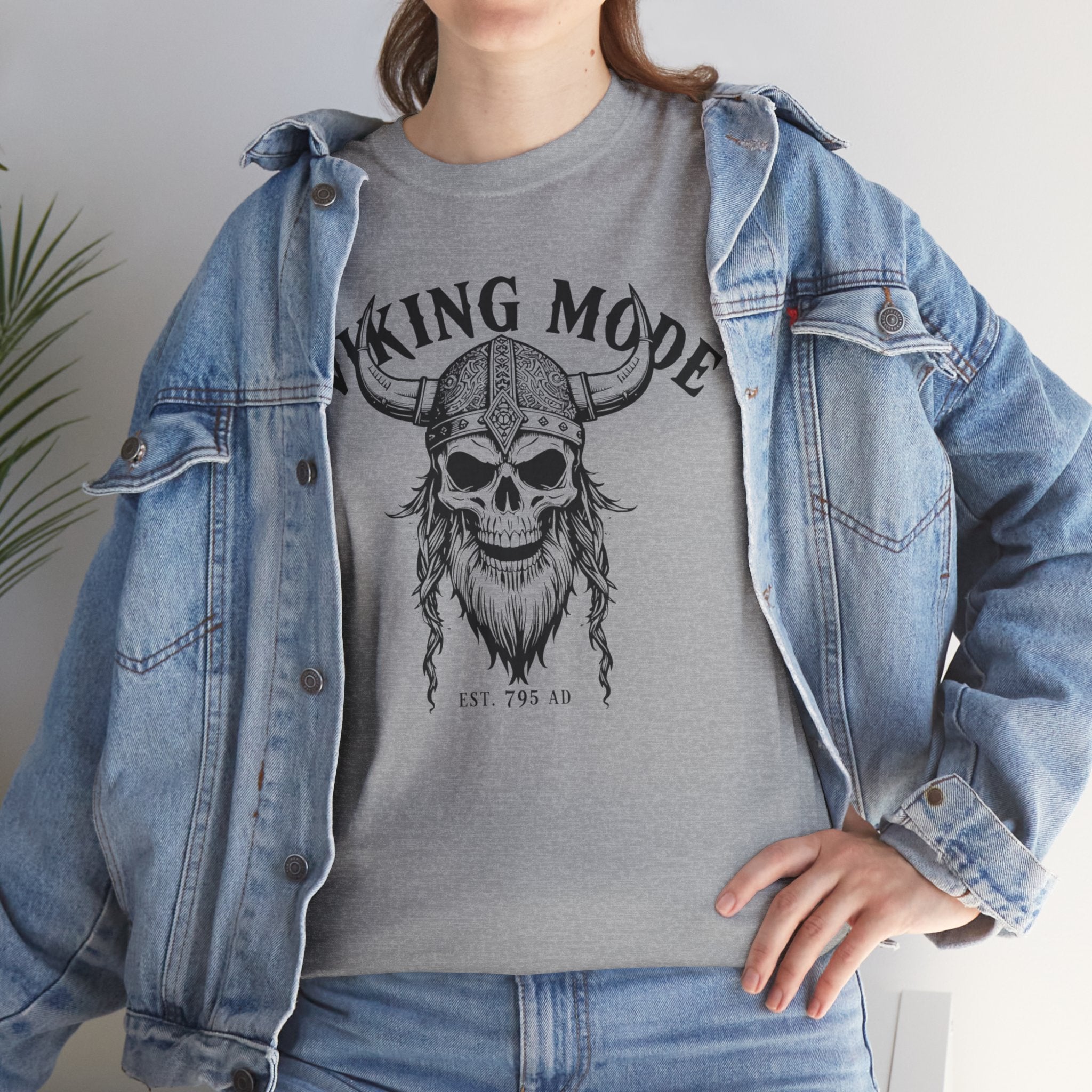 Viking Mode Skull Viking T-shirt | Norse Helmet Skull Graphic Tee