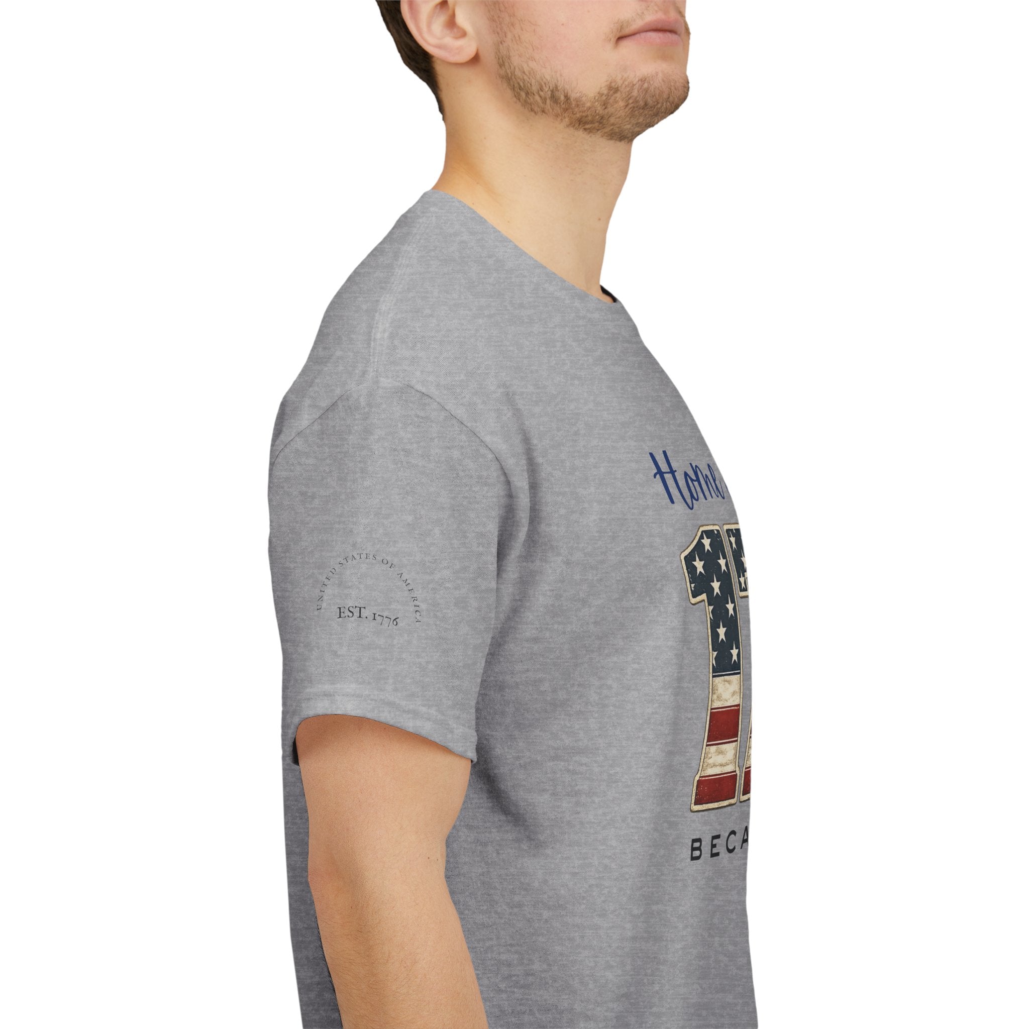 1776 American Flag Tee — "Home of the Free, Because of the Brave" Patriotic T-Shirt