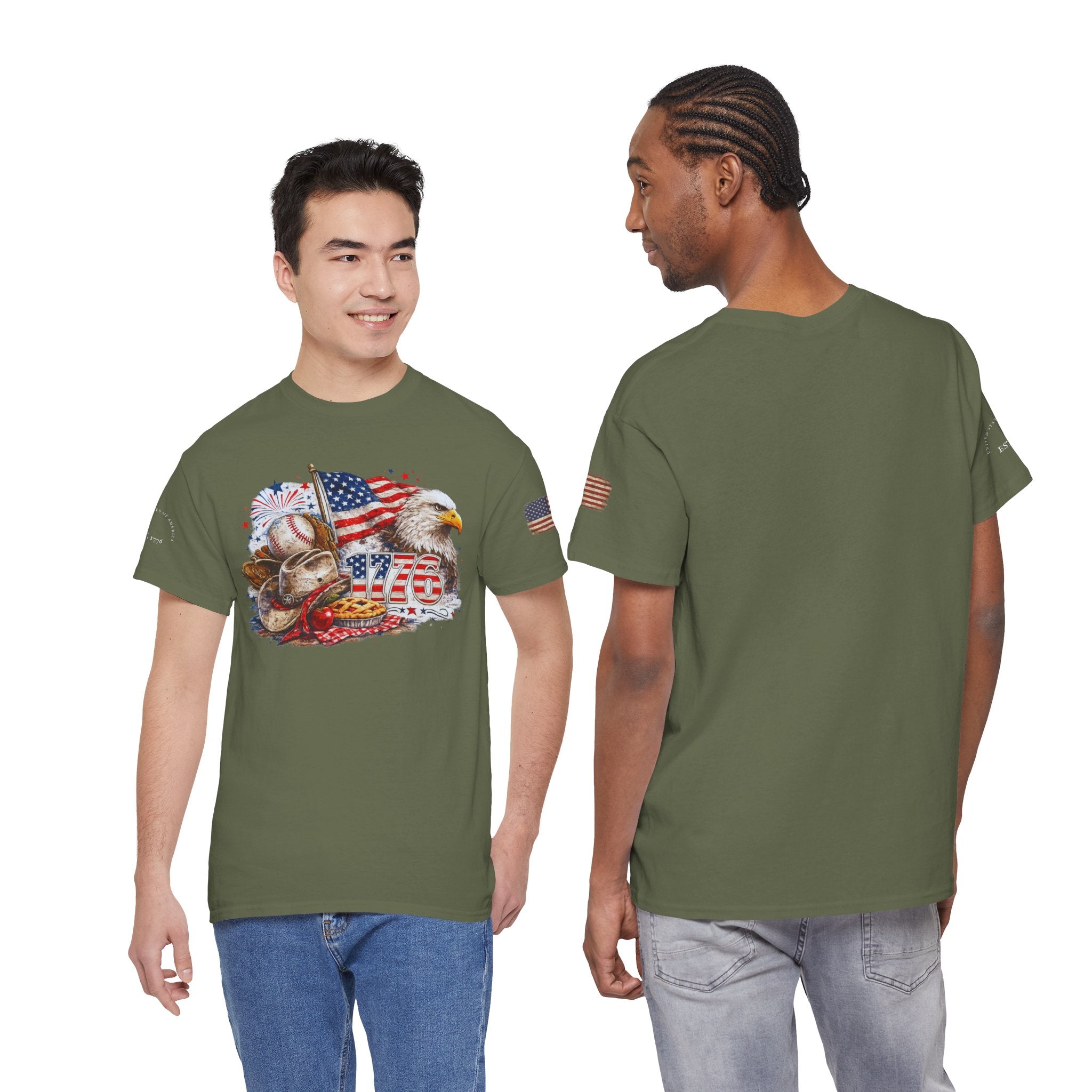 Patriotic Eagle American Flag T-Shirt — USA 1776 Military Tribute Tee