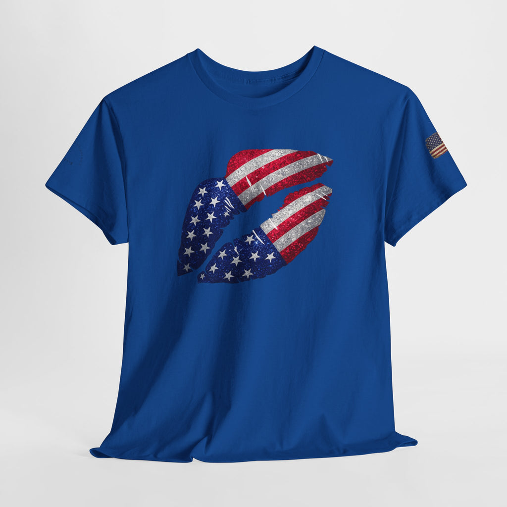 American Flag Kiss T‑Shirt – Patriotic USA Lip Print Tee for 4th of July